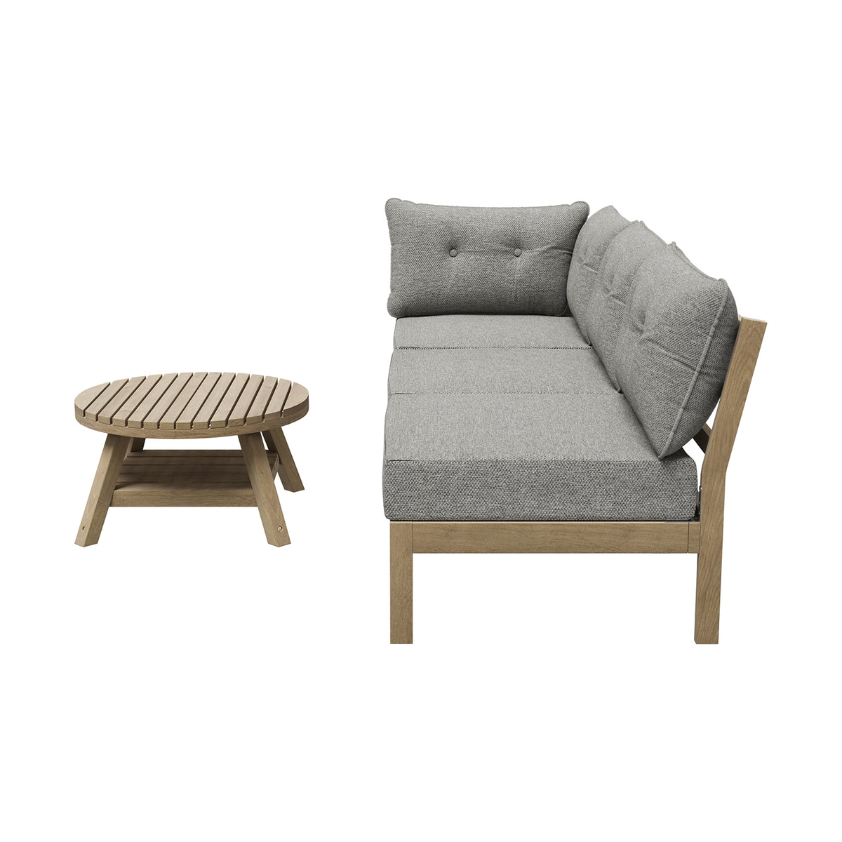 Livsip 3 Seater Outdoor Sofa Set Wooden Lounge Setting Patio Furniture Beige