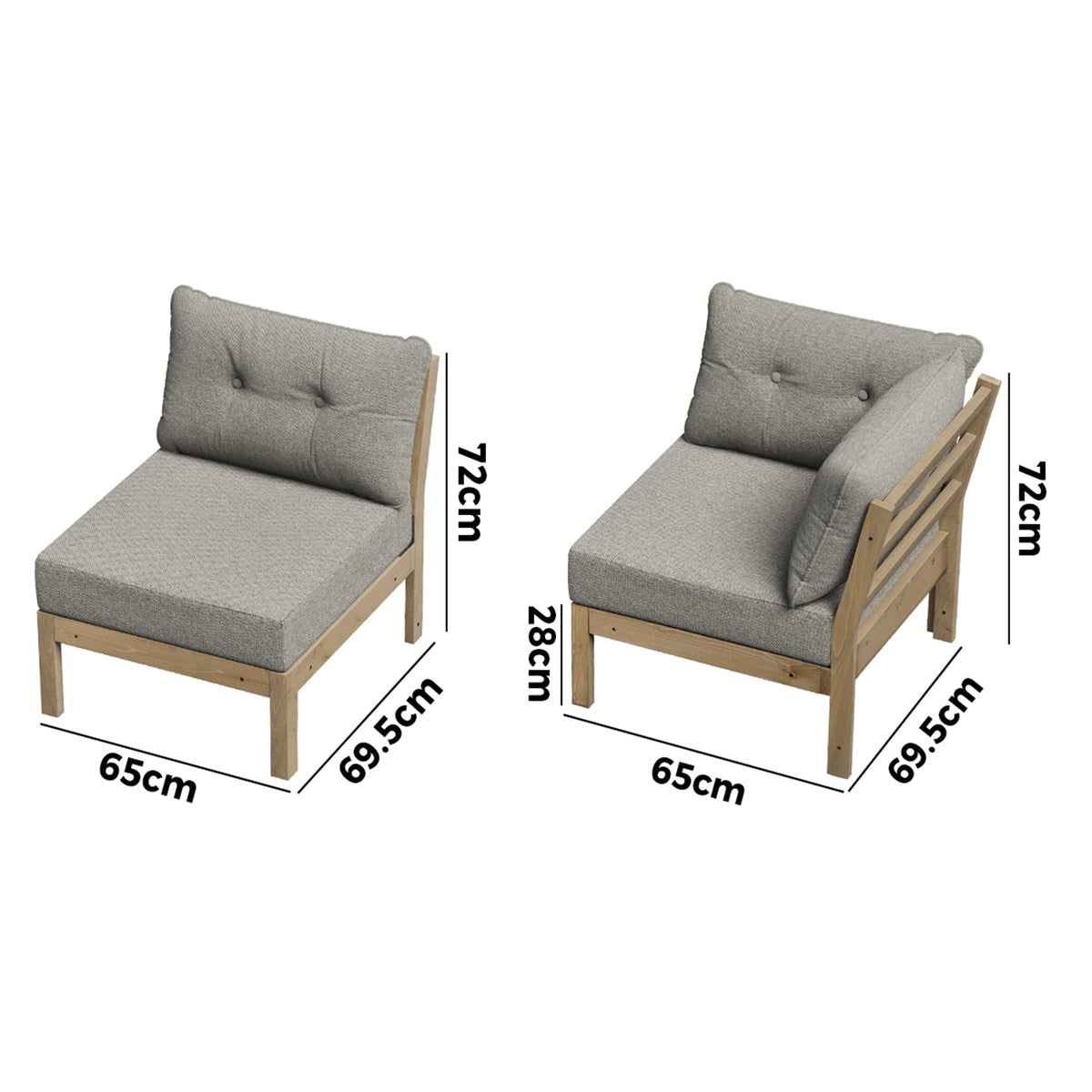 Livsip 4PCS Outdoor Sofa Set Wooden Modular Lounge Setting Patio Furniture Beige