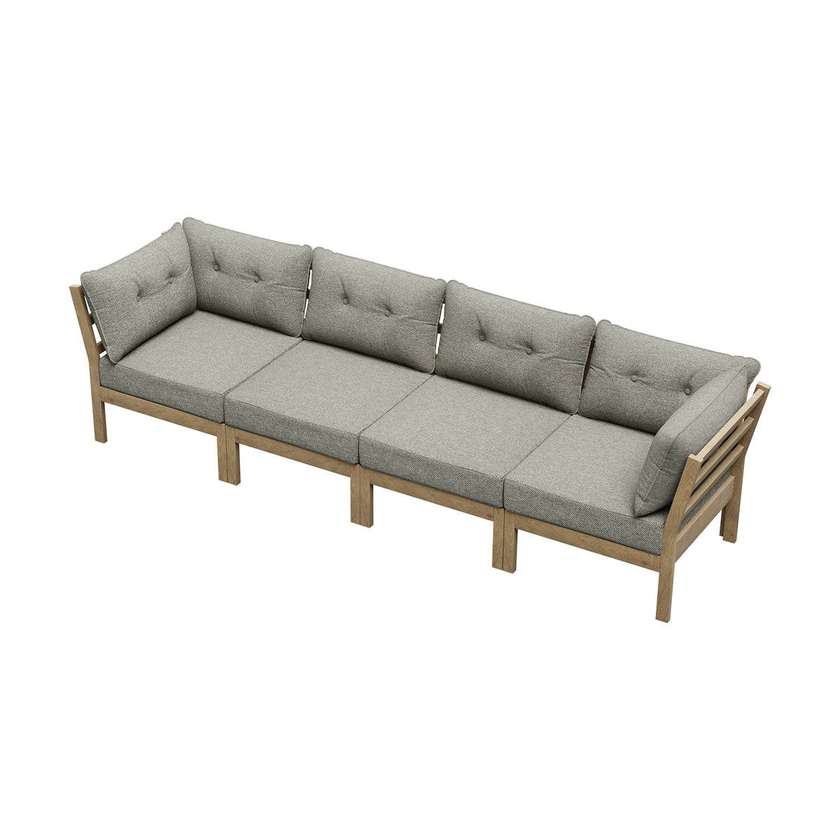 Livsip 4PCS Outdoor Sofa Set Wooden Modular Lounge Setting Patio Furniture Beige