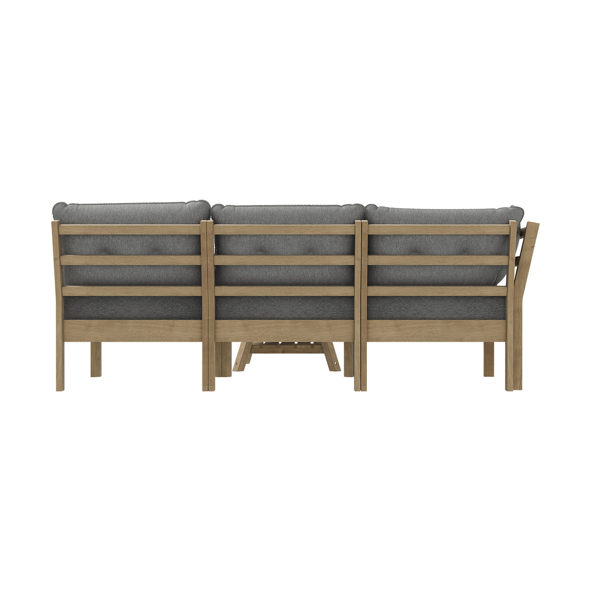 Livsip 3 Seater Outdoor Sofa Set Wooden Lounge Setting Patio Furniture Grey