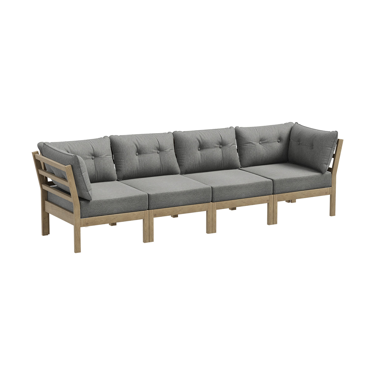 Livsip 4PCS Outdoor Sofa Set Wooden Modular Lounge Setting Patio Furniture Grey