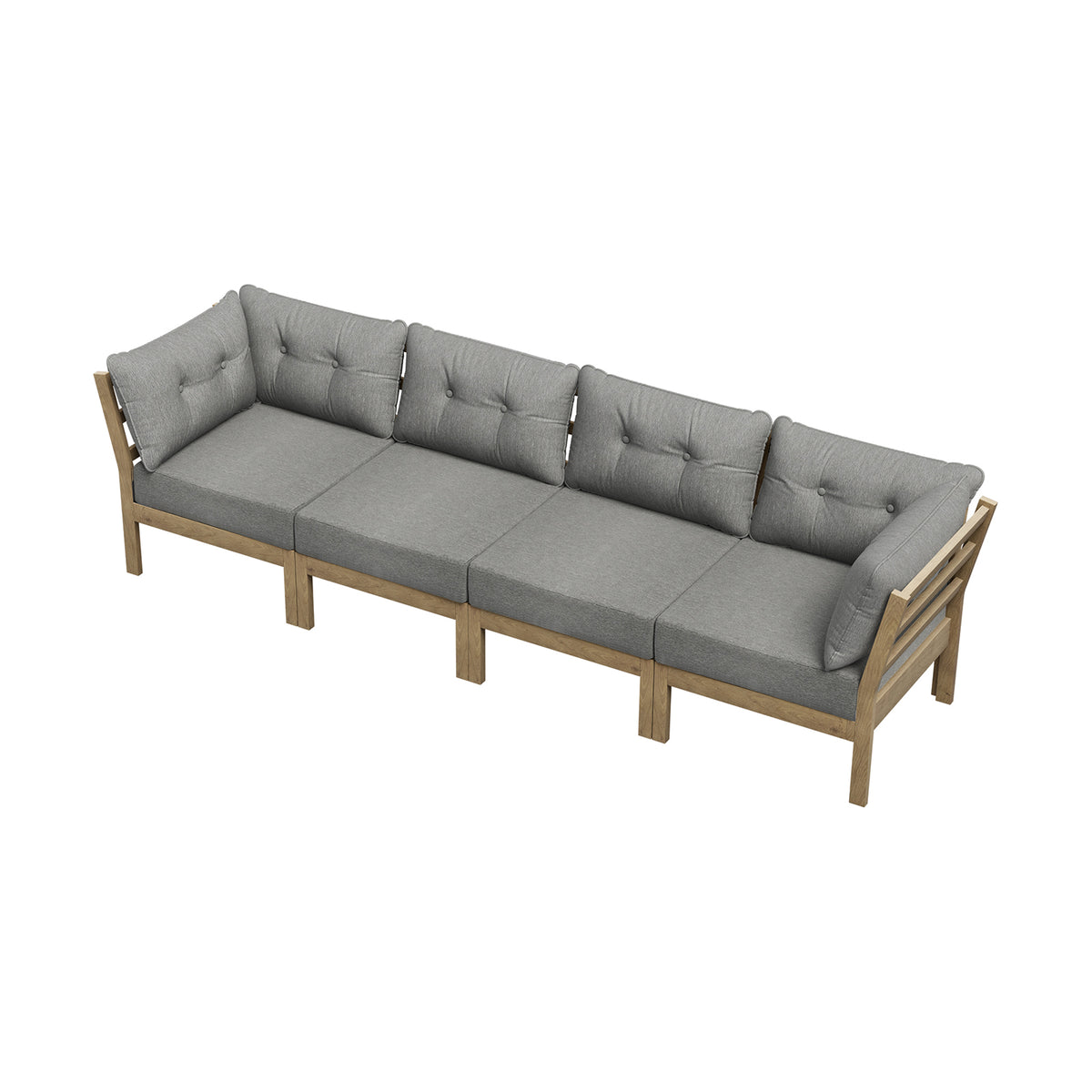 Livsip 4PCS Outdoor Sofa Set Wooden Modular Lounge Setting Patio Furniture Grey