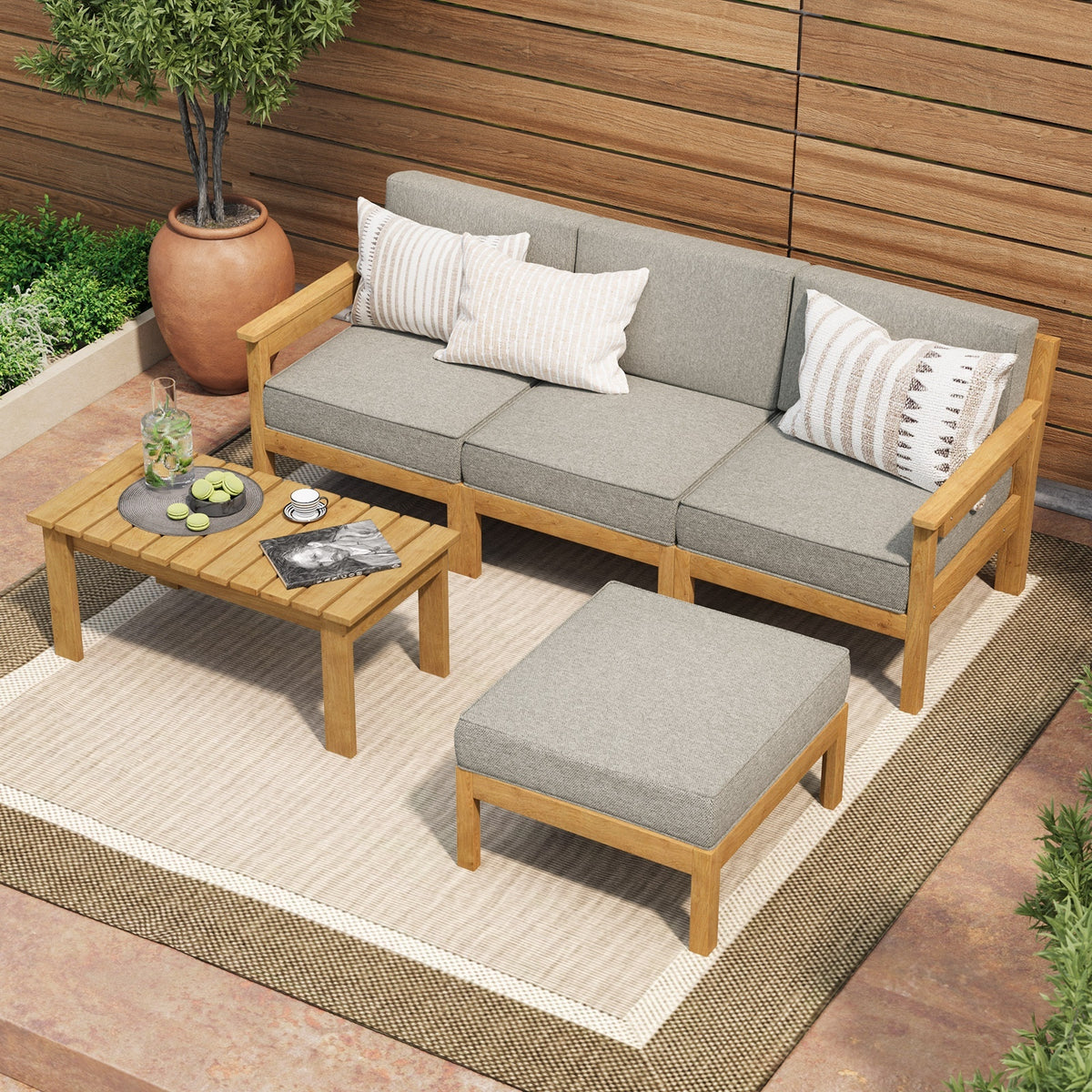 Livsip 5PCS Outdoor Furniture Sofa Set Lounge Setting Garden Patio - Sunyee