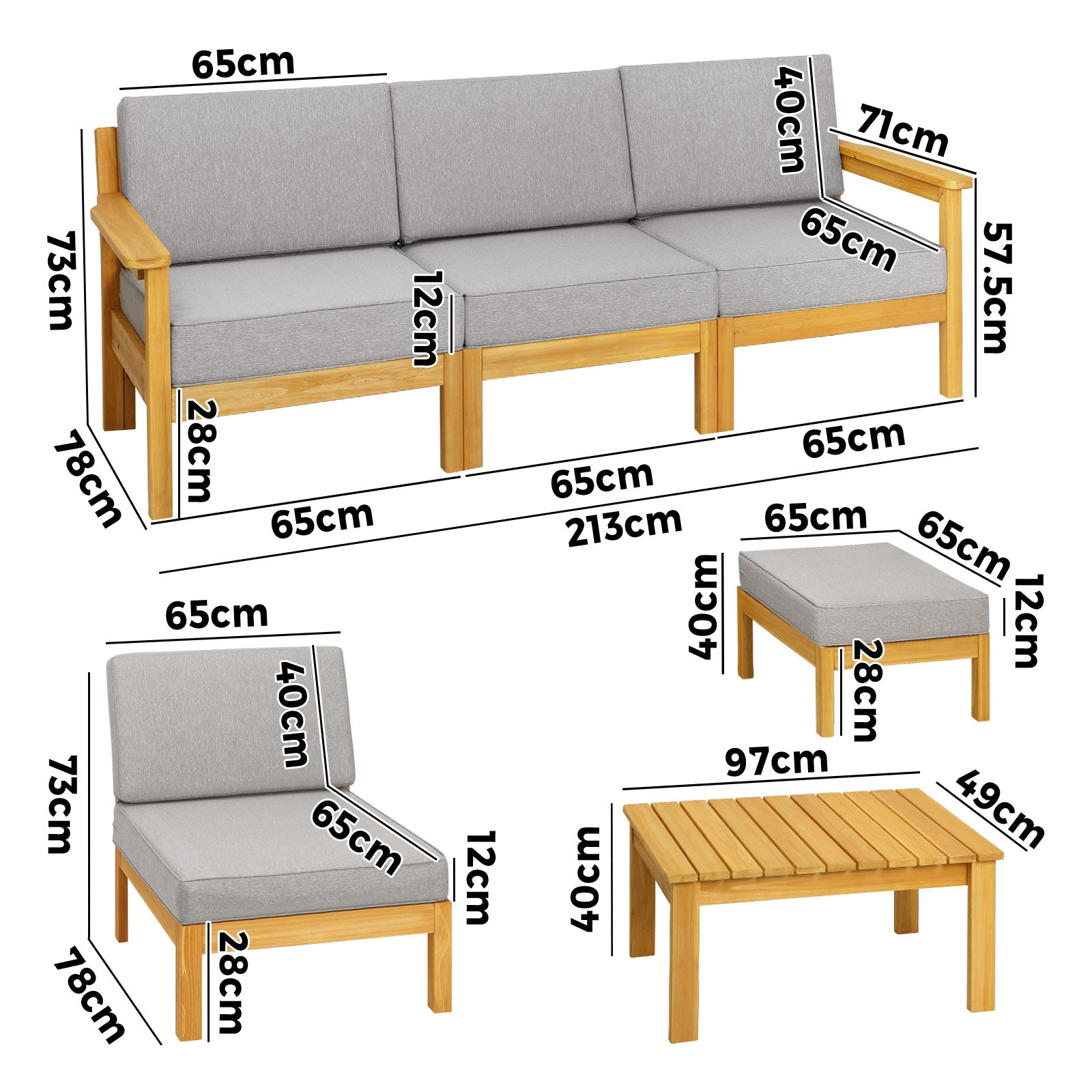 Livsip Outdoor Furniture 5-8Piece Sofa Set Garden Lounge Patio Furniture Setting - Sunyee