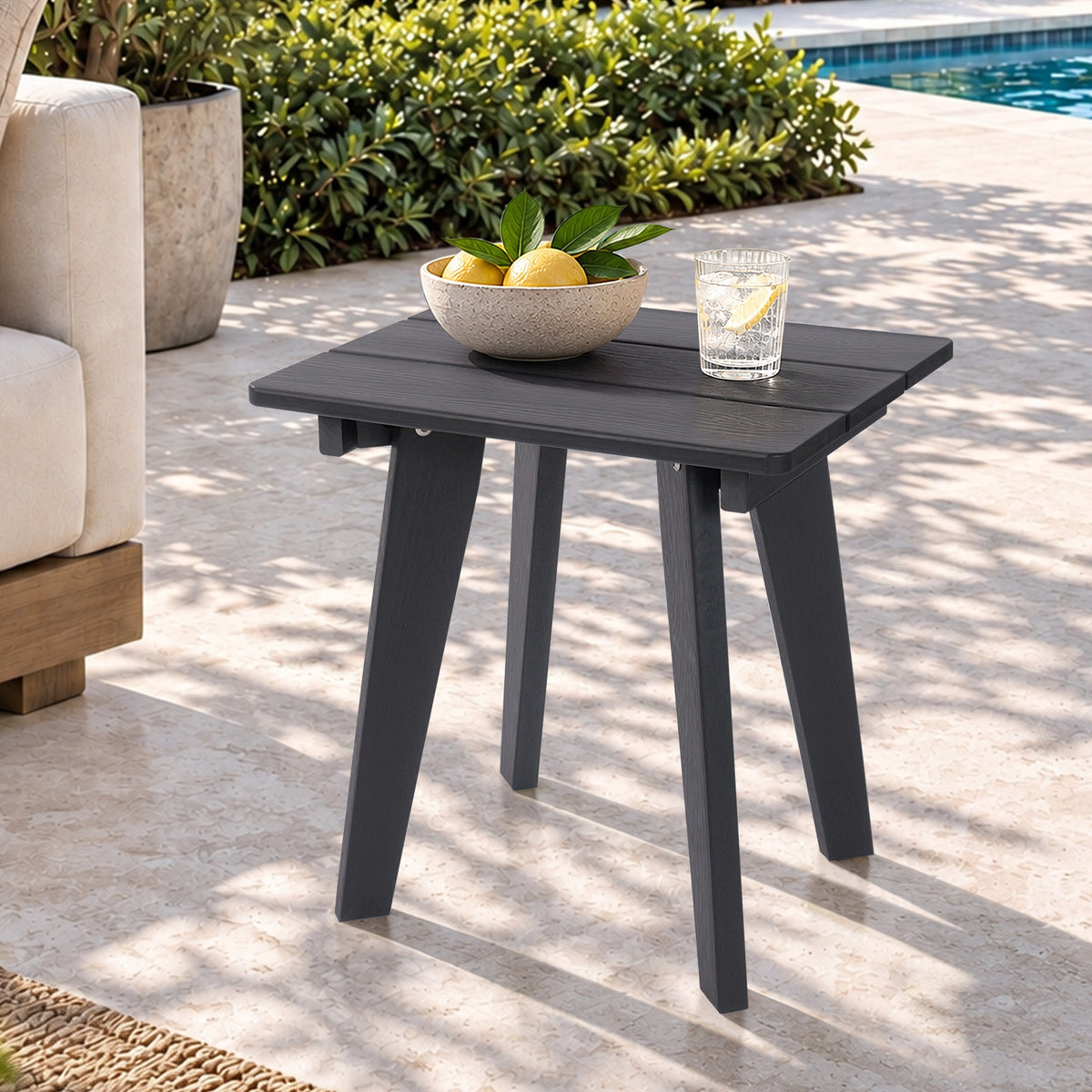 Livsip HDPE Outdoor Side Table Coffee Table Desk Patio Furniture Camping Black