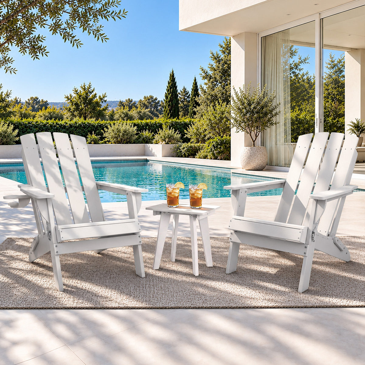 Livsip HDPE Outdoor Side Table Coffee Table Desk Patio Furniture Camping White