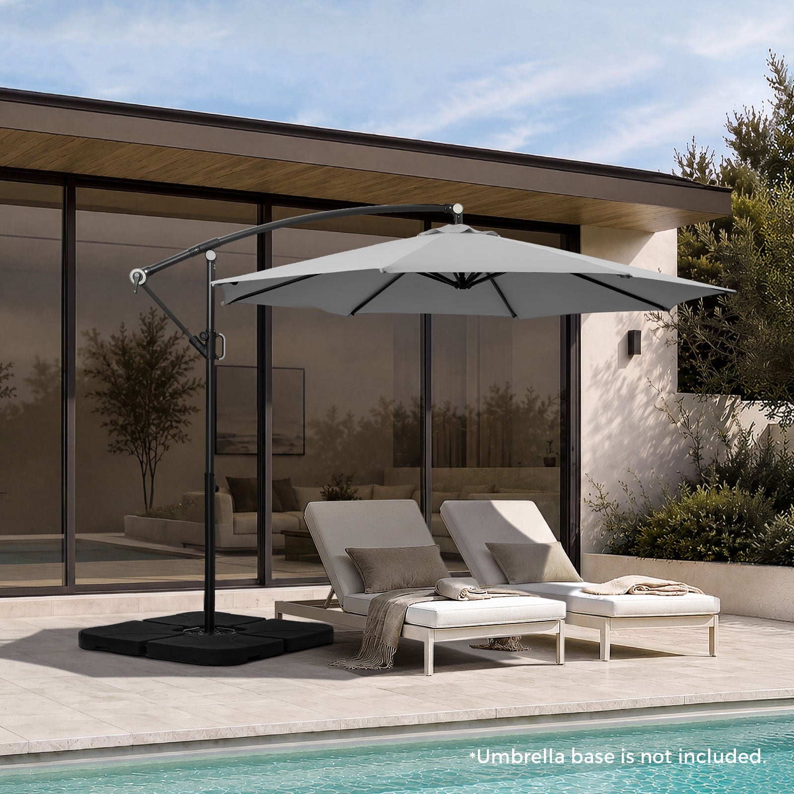 Livsip Outdoor Umbrella 3M Cantilever Garden Shade 360° Rotation Charcoal