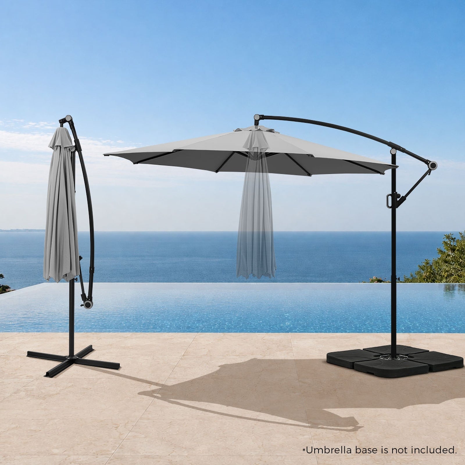 Livsip Outdoor Umbrella 3M Cantilever Garden Shade 360° Rotation Charcoal