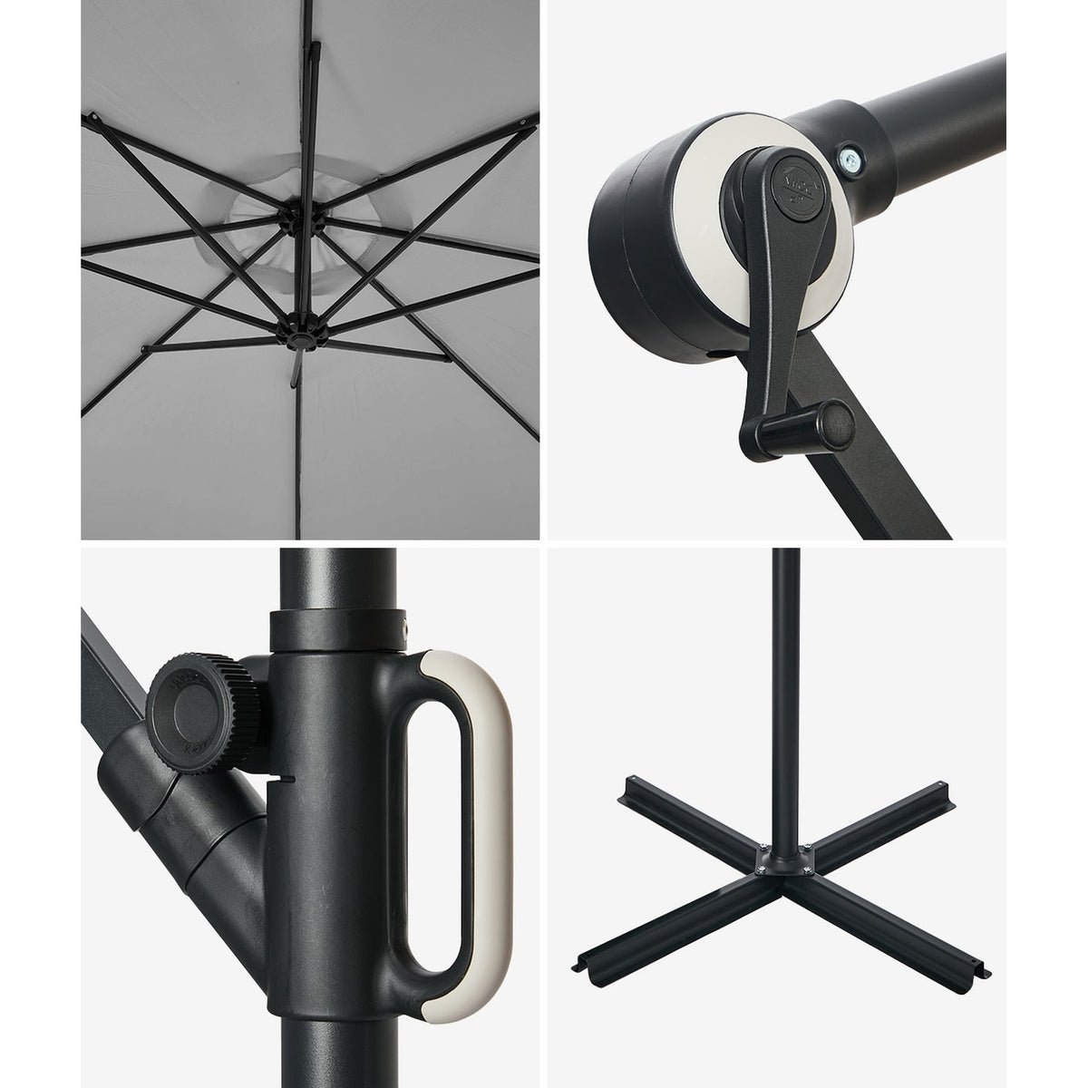 Livsip Outdoor Umbrella 3M Cantilever Garden Shade 360° Rotation Charcoal