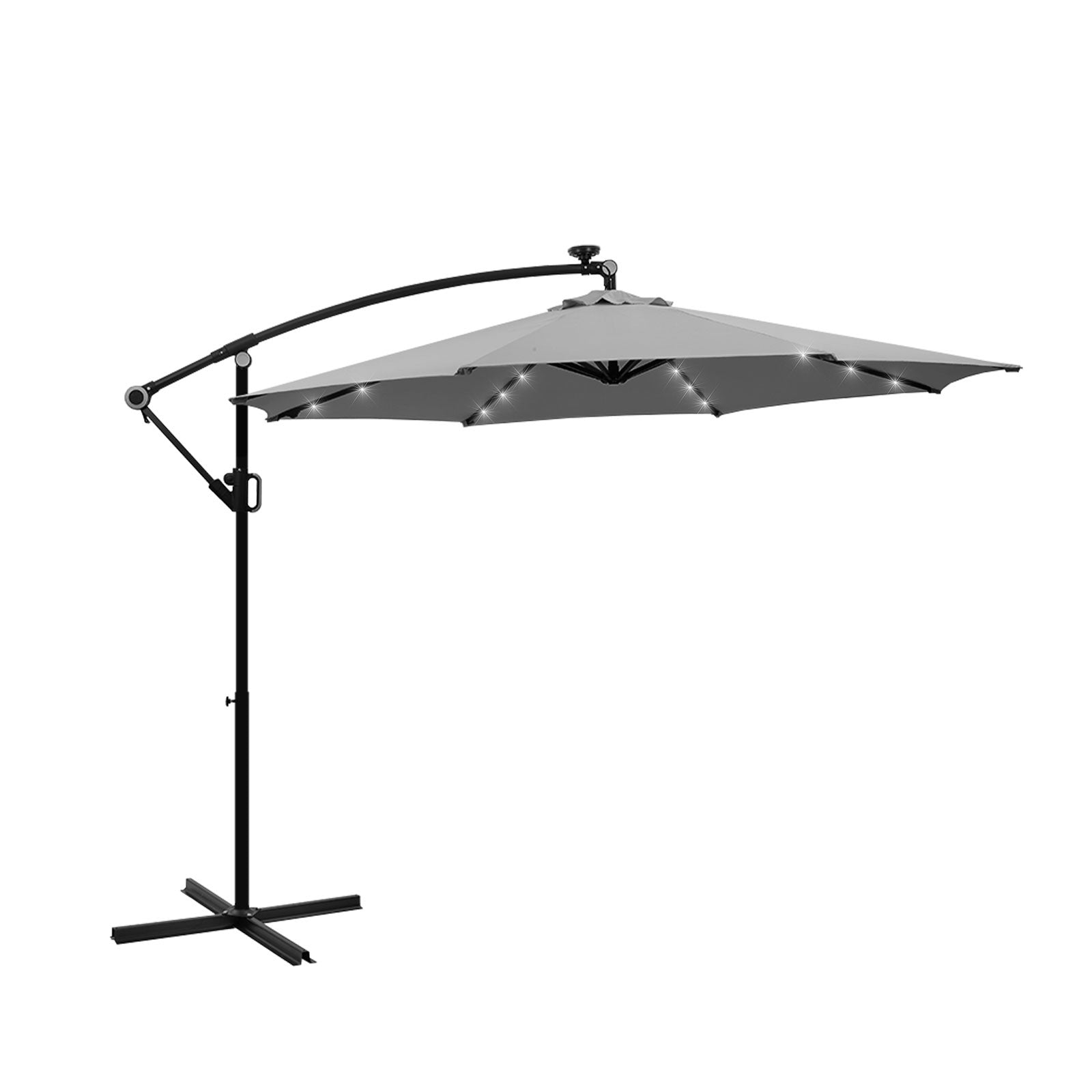 Livsip Outdoor Umbrella 3M Cantilever Garden Shade Rotatable with String Light