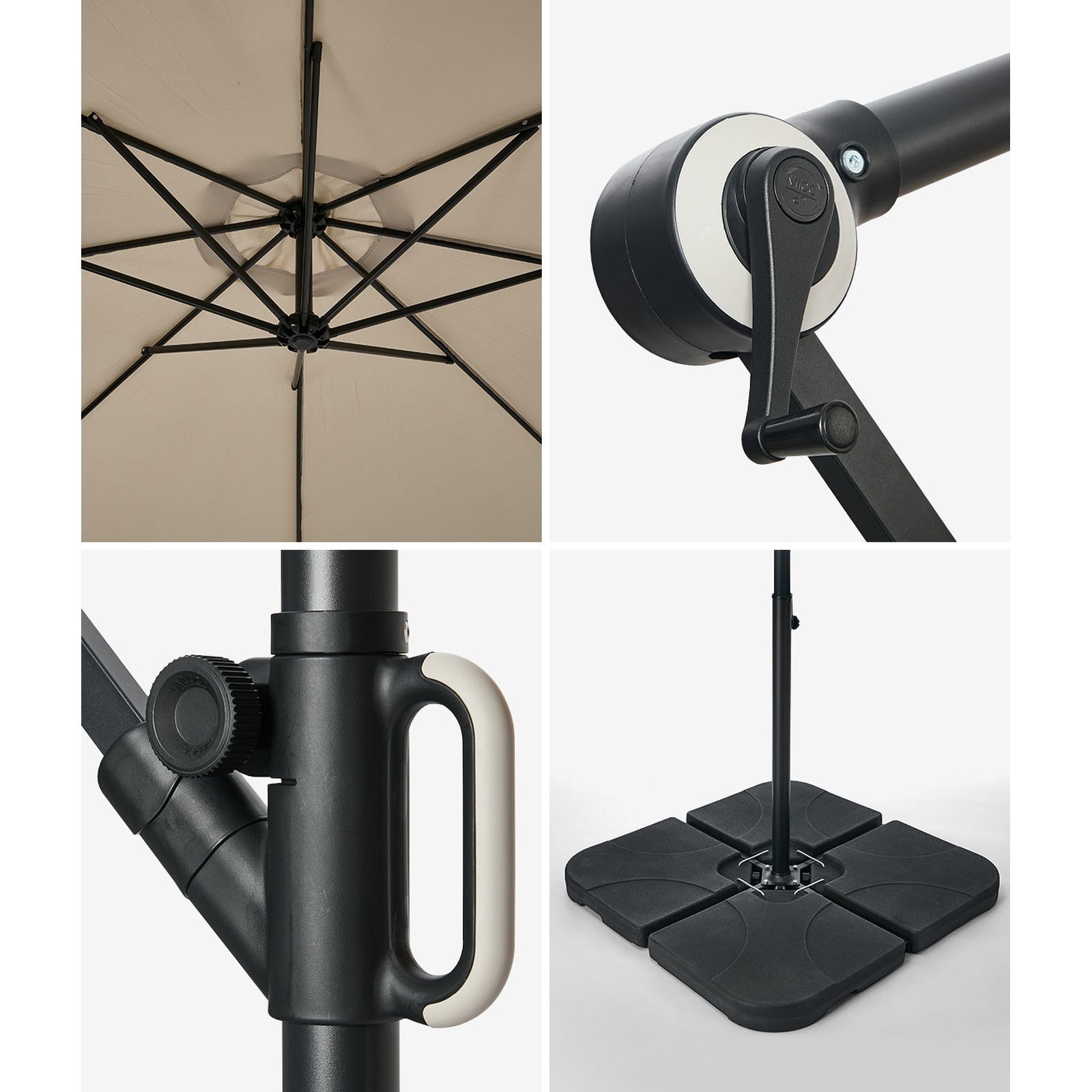 Livsip Outdoor Umbrella 3M Cantilever Garden Shade 360° Rotation w/ Base