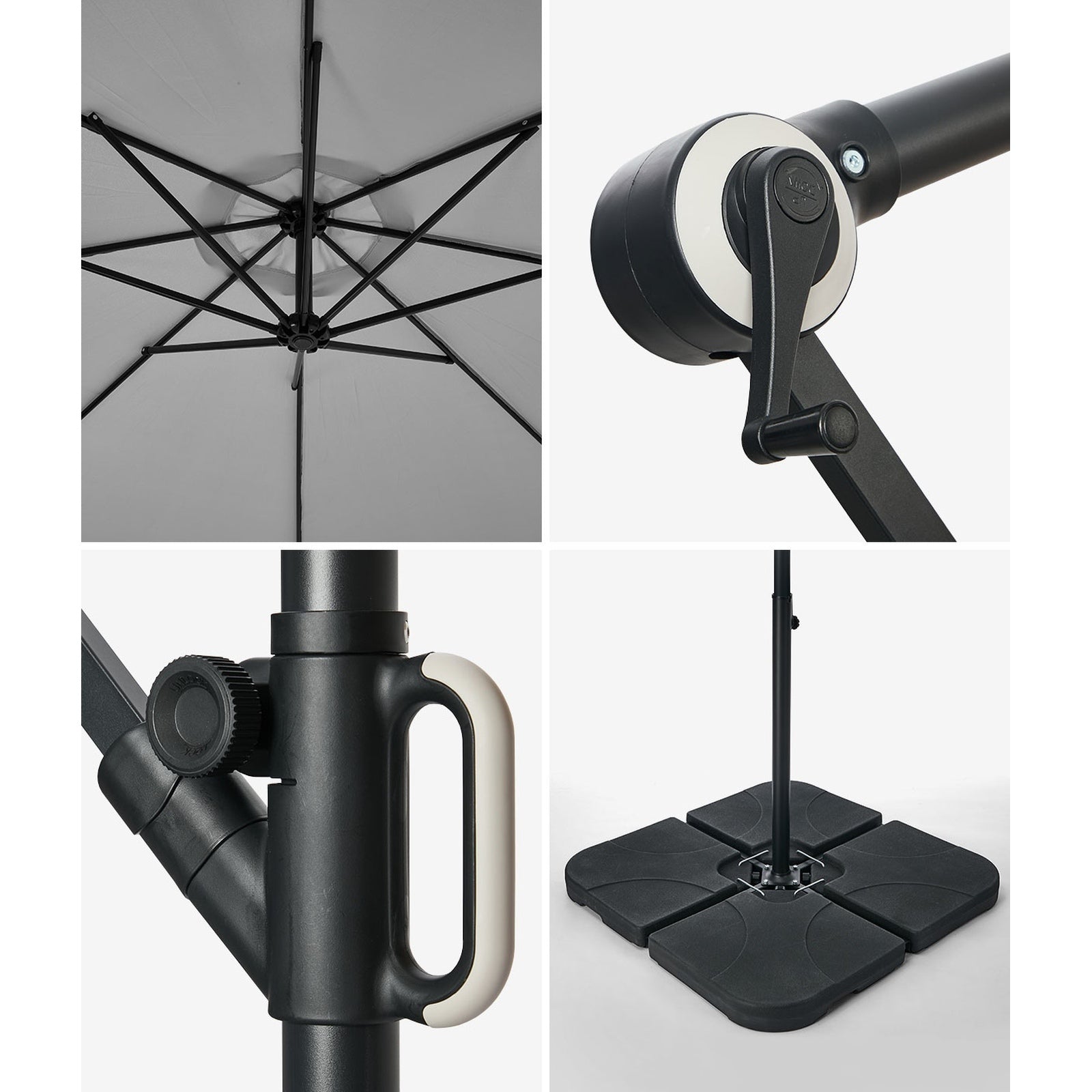 Livsip Outdoor Umbrella 3M Cantilever Garden Shade 360° Rotation w/ Base