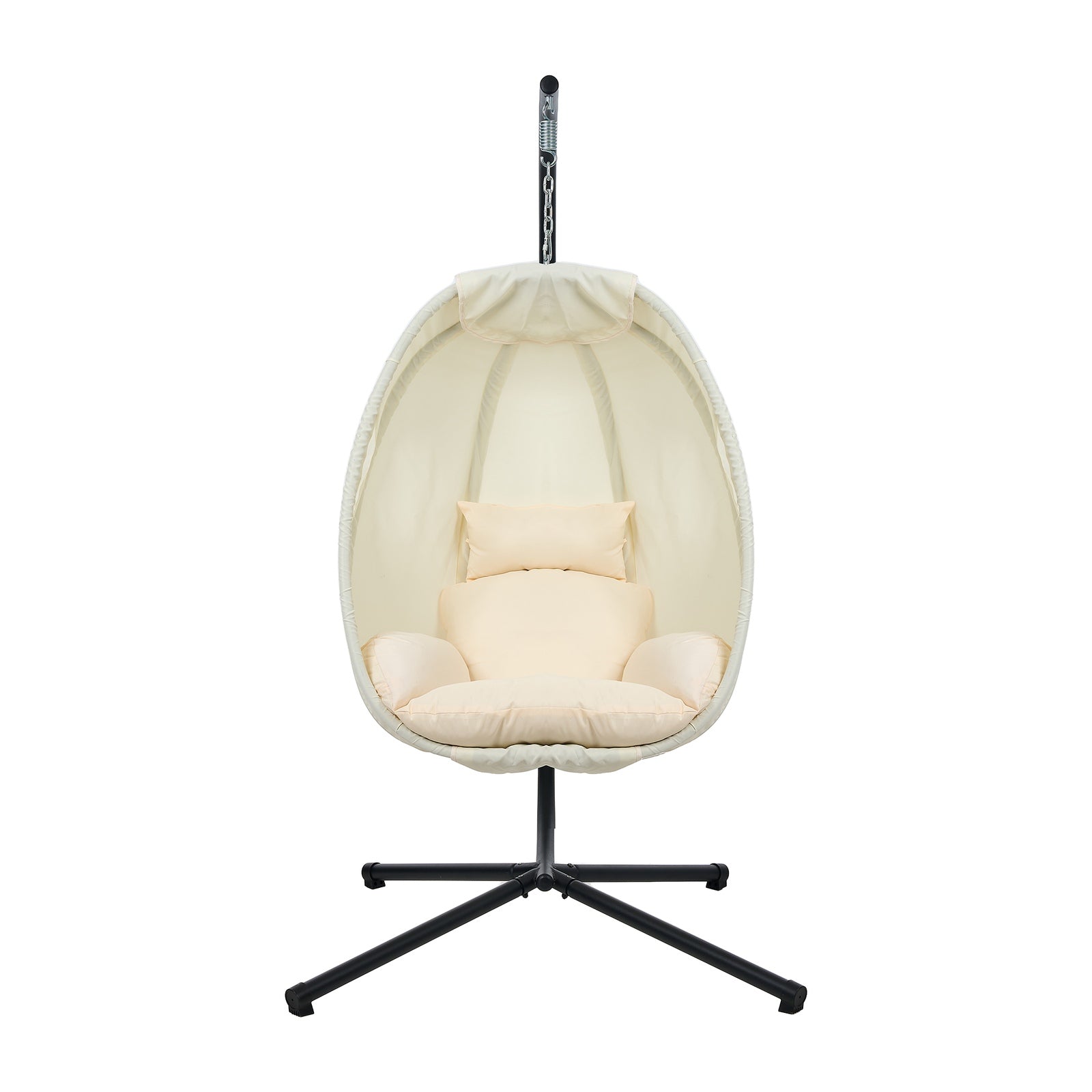 Livsip Outdoor Egg Hanging Chair Swing Seat Furniture with Stand Cushions Beige - Sunyee
