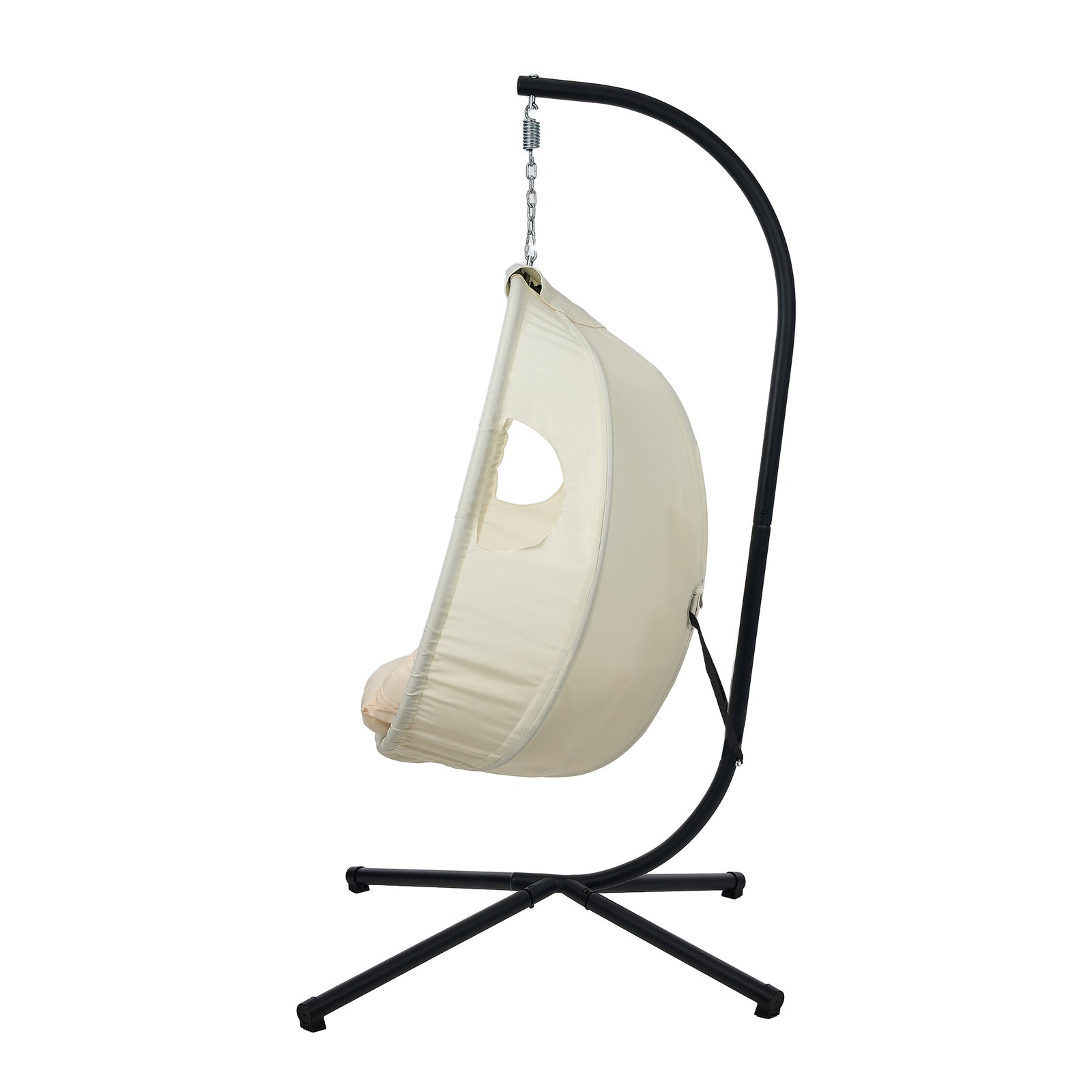 Livsip Outdoor Egg Hanging Chair Swing Seat Furniture with Stand Cushions Beige - Sunyee