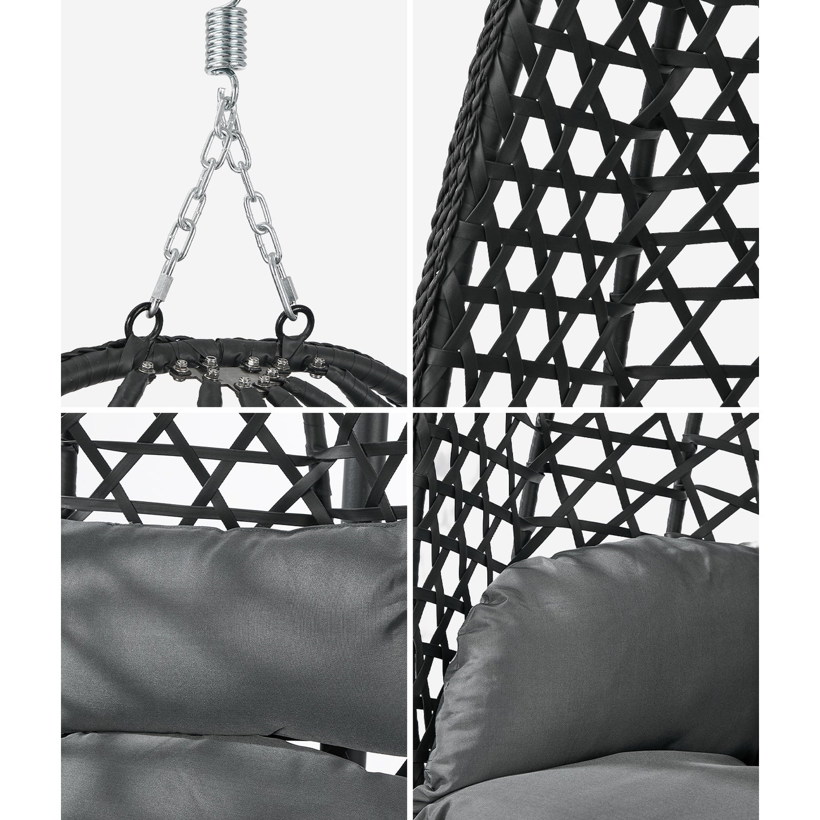 Livsip Outdoor Egg Hanging Chair with Stand Rattan Garden Swing Seat Black