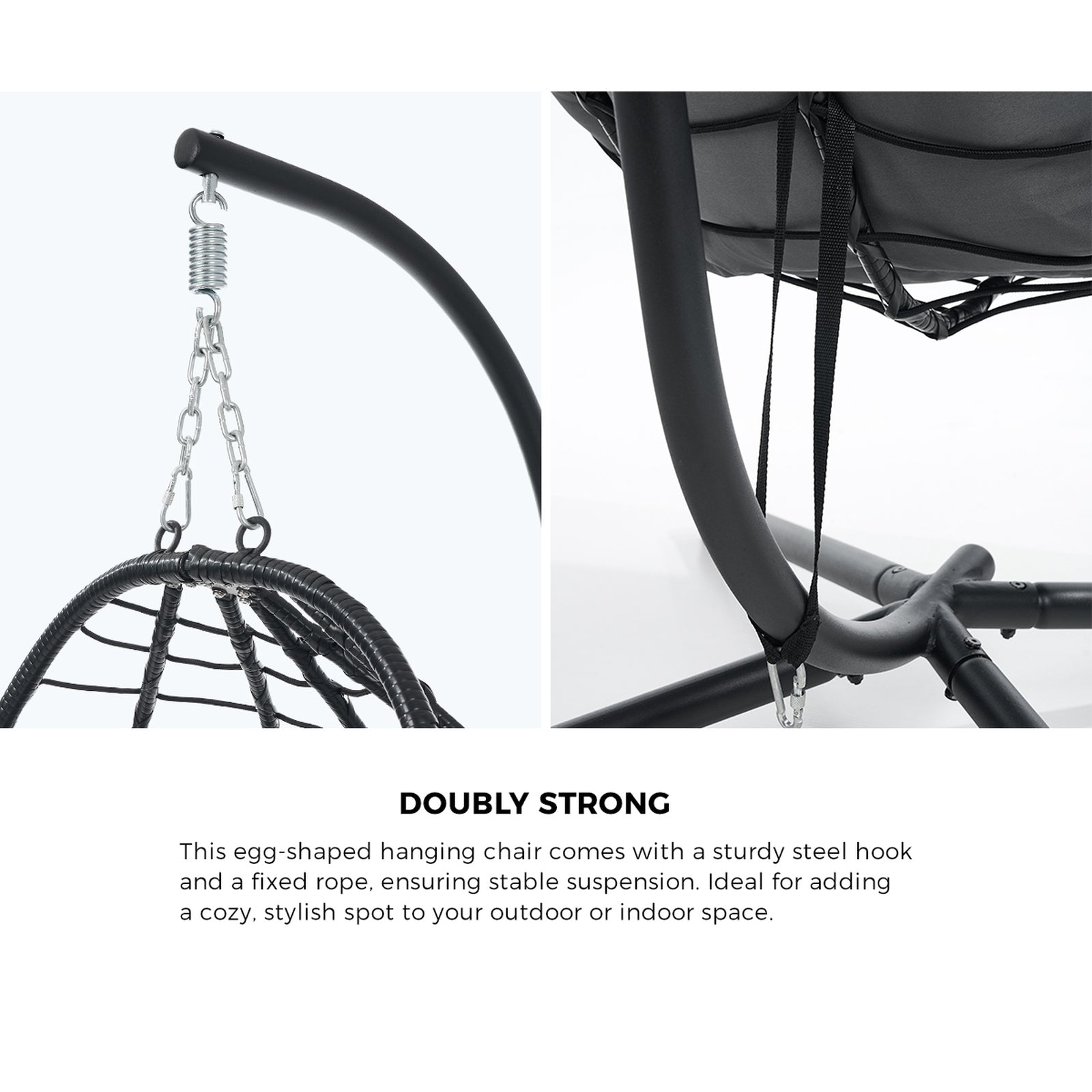 Livsip Outdoor Rattan Hanging Chair Porch Swing Chair Egg Seat Garden Furniture - Sunyee
