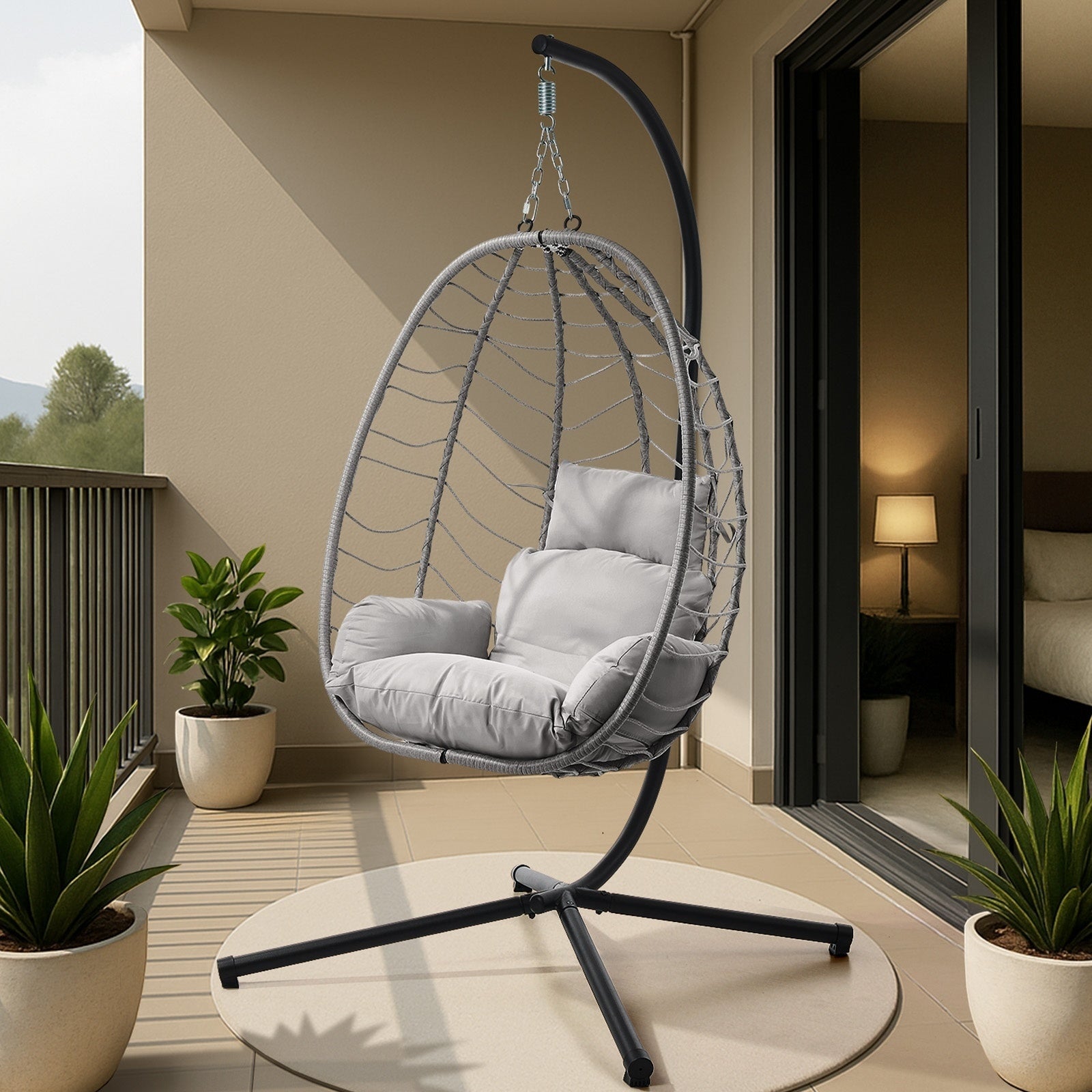 Livsip Outdoor Hanging Chair Swing Chair Porch Egg Seat Garden Furniture Rattan - Sunyee