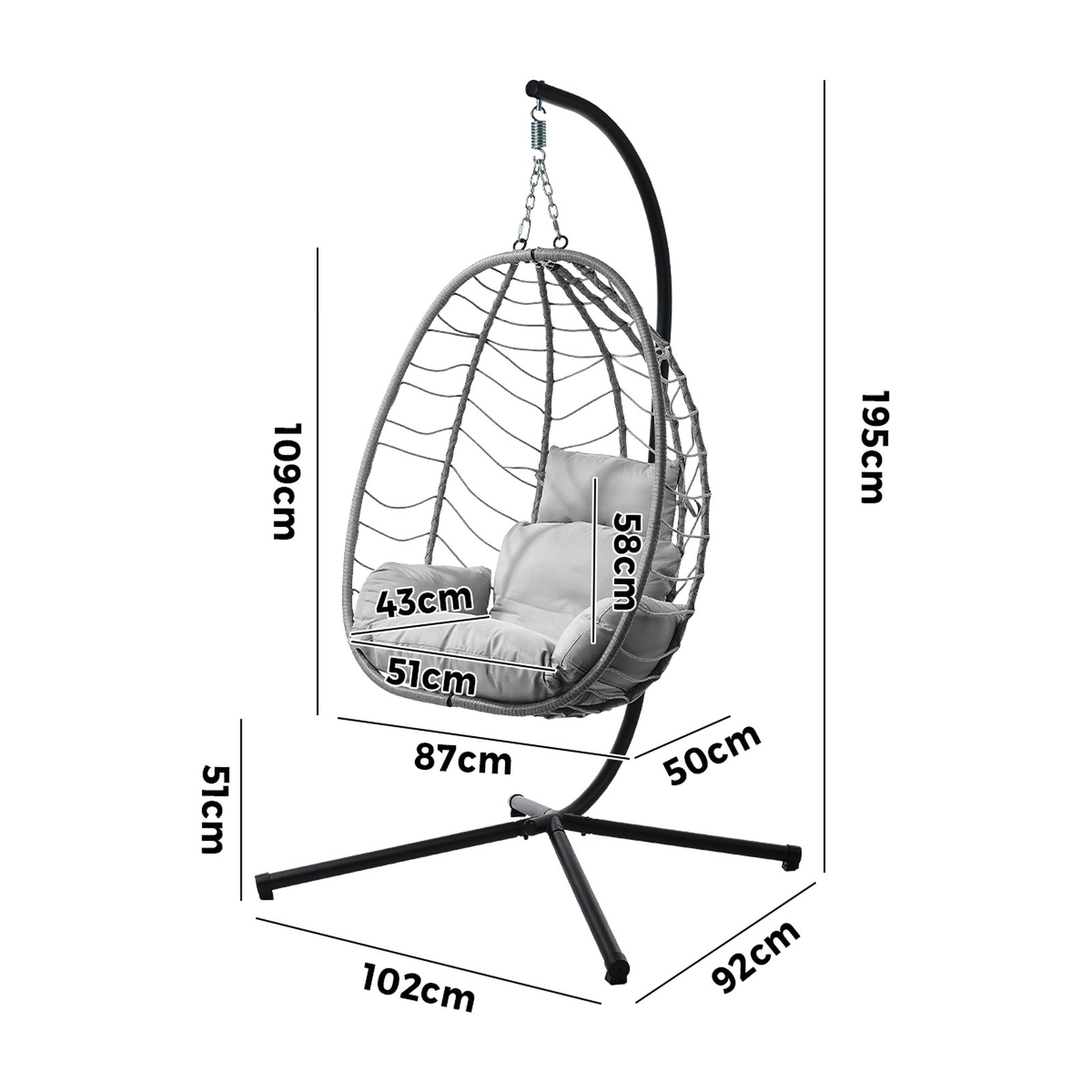 Livsip Outdoor Hanging Chair Swing Chair Porch Egg Seat Garden Furniture Rattan - Sunyee
