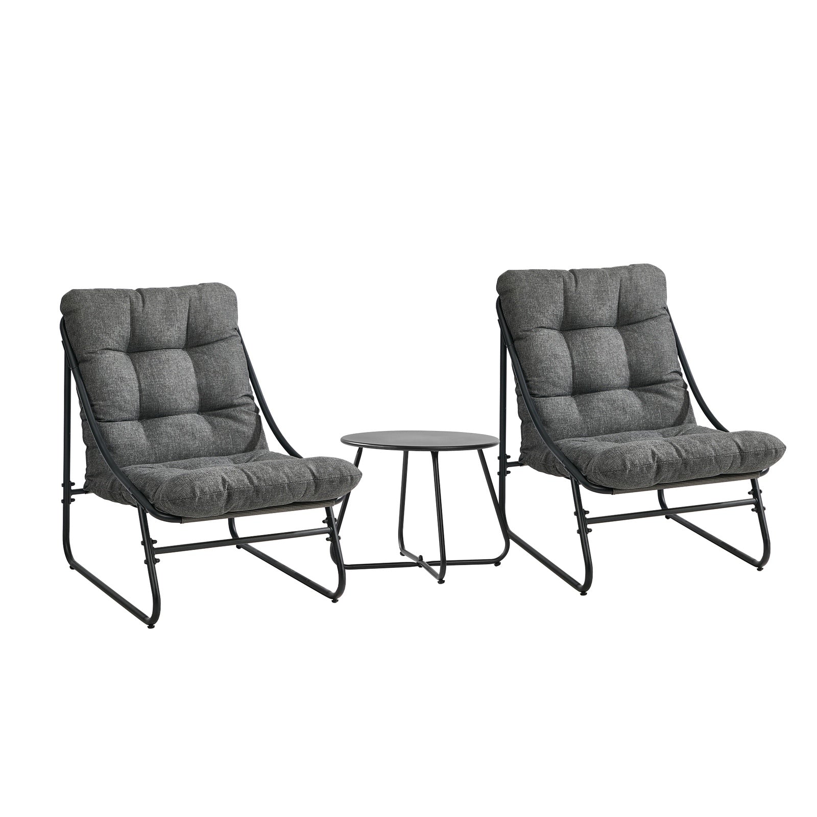 Livsip 3 Pieces Outdoor Patio Set Chair Table Lounge Setting Textilene Grey