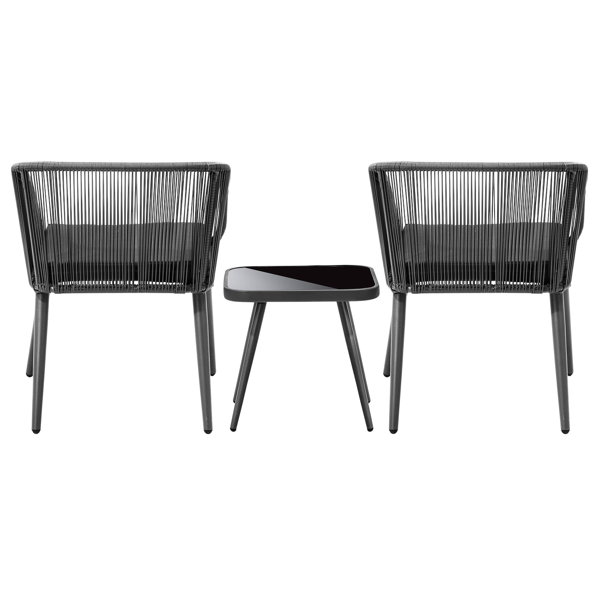 Livsip Outdoor Furniture 3 Piece Lounge Setting Chairs Side Table Bistro Set Pat - Sunyee