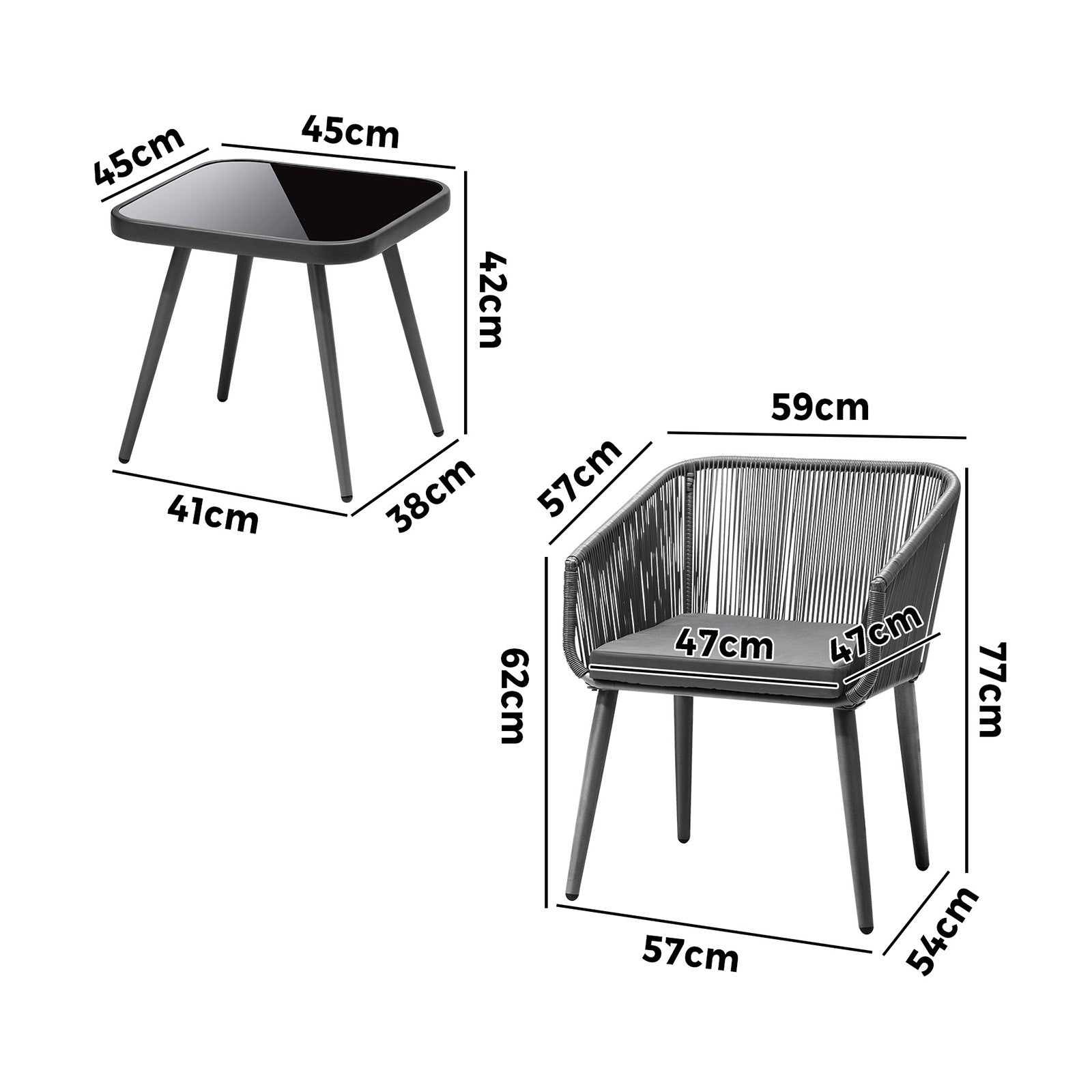 Livsip Outdoor Furniture 3 Piece Lounge Setting Chairs Side Table Bistro Set Pat - Sunyee