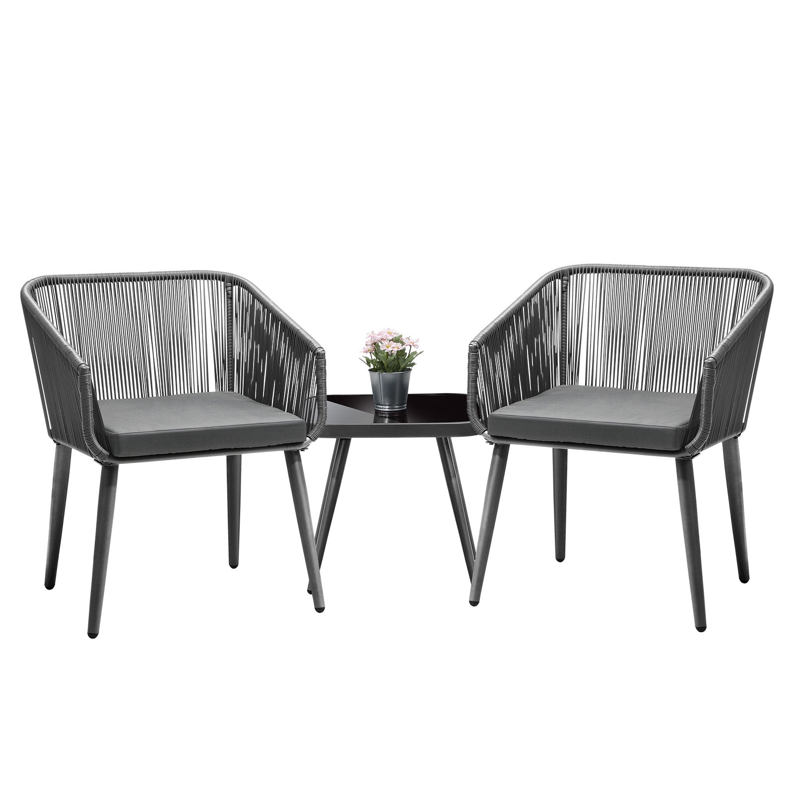 Livsip Outdoor Furniture 3 Piece Lounge Setting Chairs Side Table Bistro Set Pat - Sunyee
