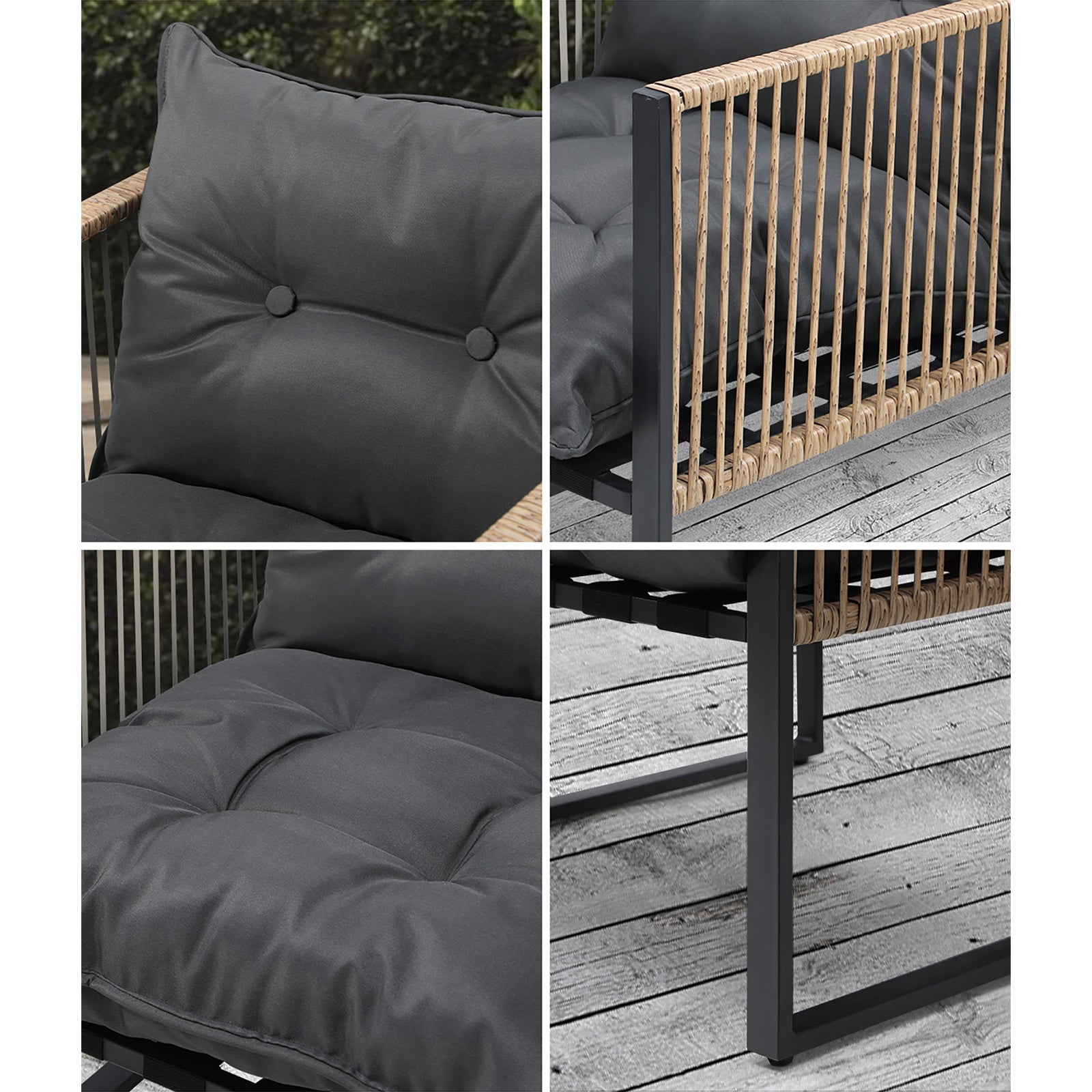 Livsip 4 Piece Outdoor Furniture Setting Garden Patio Lounge Sofa Table Chairs - Sunyee