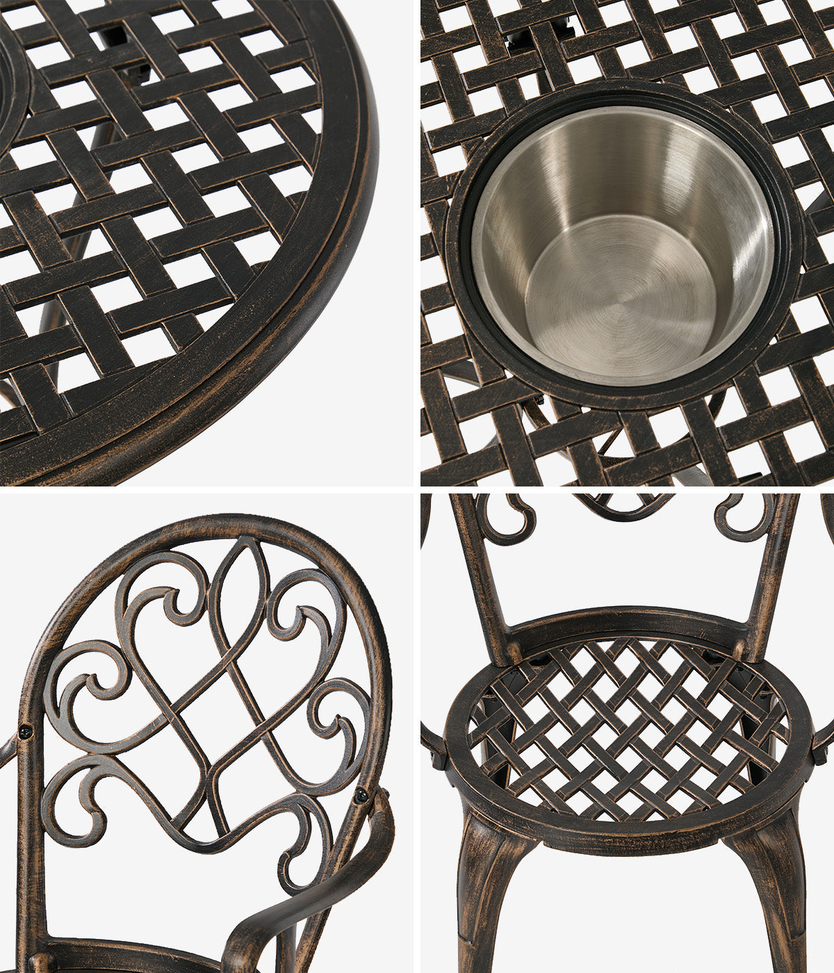 Livsip 3 Pieces Outdoor Patio Set Table Chairs Bistro Setting Cast Aluminium