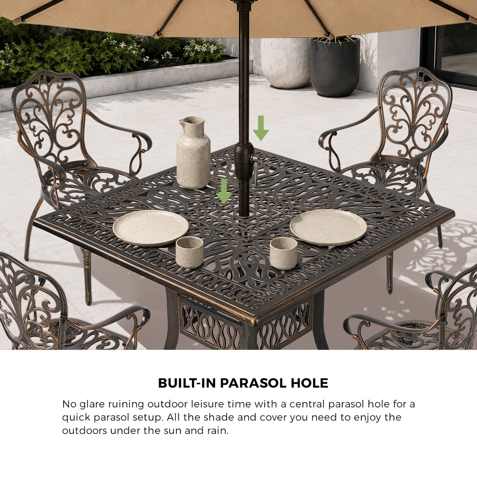 Livsip 5 Piece Outdoor Patio Set Bistro Patio Setting Cast Aluminium Butterfly