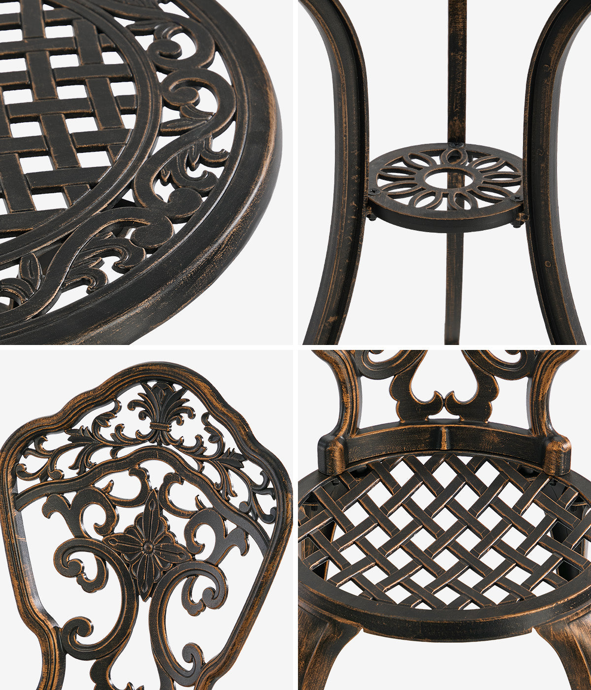 Livsip 3 Piece Outdoor Patio Set Bistro Setting Garden Furniture Bronze