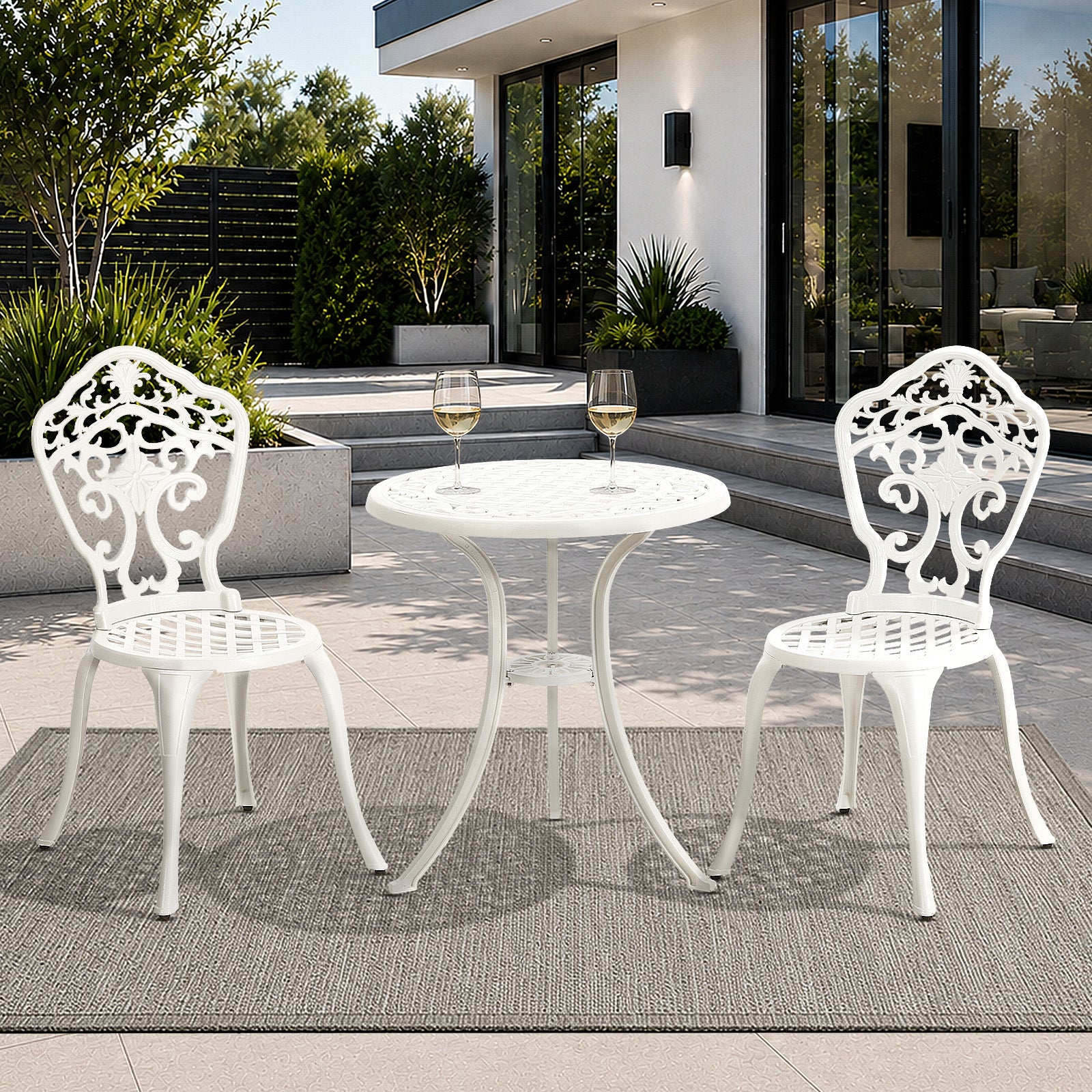 Livsip 3 Piece Outdoor Patio Set Bistro Setting Garden Furniture White