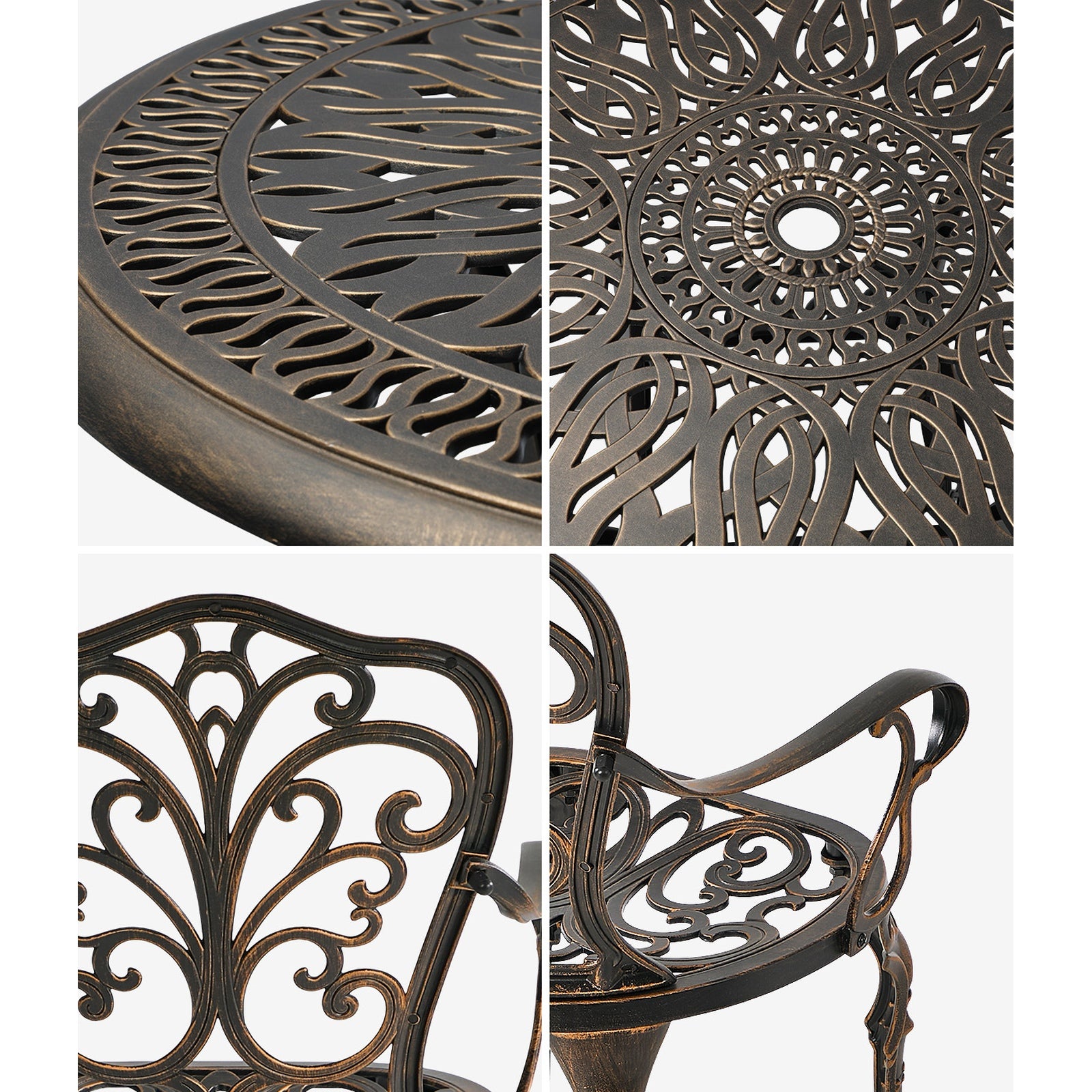 Livsip 3 Piece Outdoor Patio Set Table Chairs Bistro Cast Aluminium Furniture
