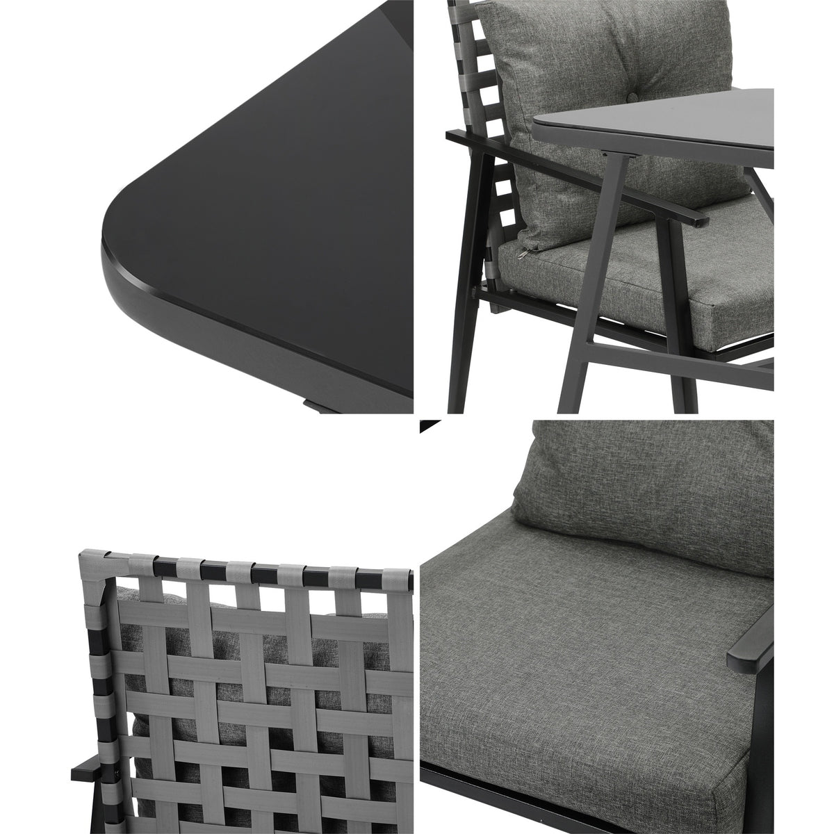 Livsip Outdoor Dining Setting Garden Patio Furniture Rattan Chairs Set 3 Piece