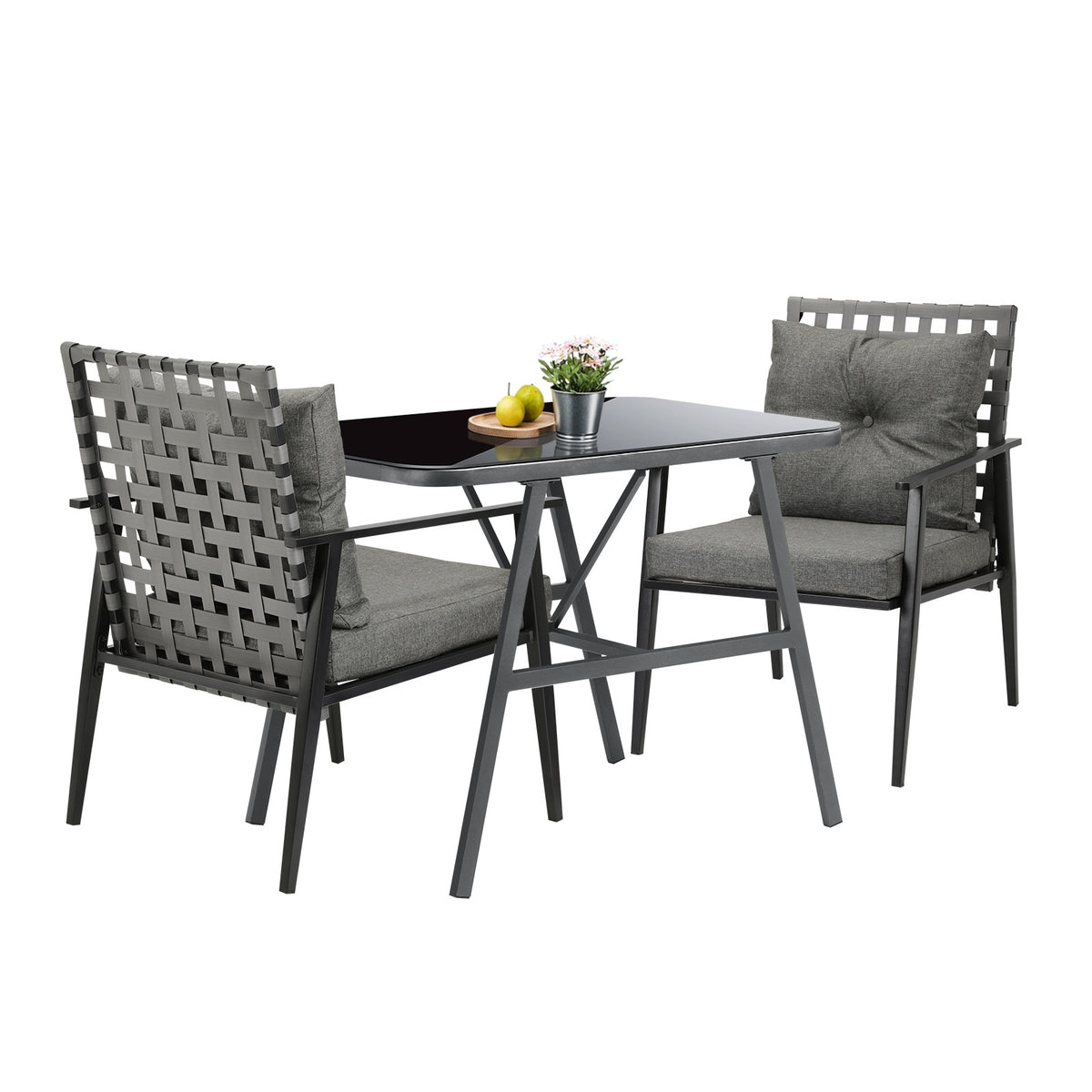 Livsip Outdoor Dining Setting Garden Patio Furniture Rattan Chairs Set 3 Piece