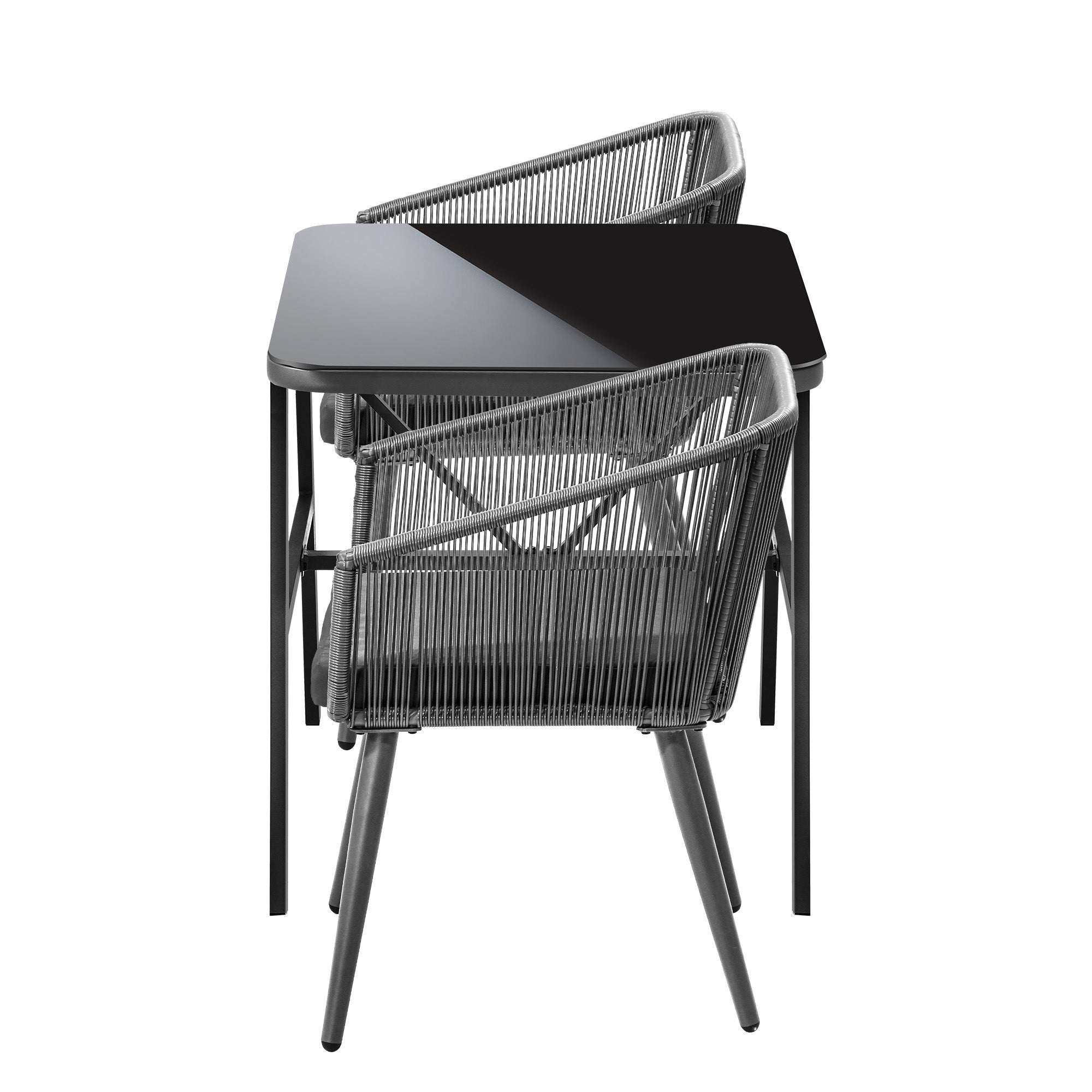 Livsip Outdoor Dining Setting 3 Piece Lounge Patio Furniture Table Chairs Set - Sunyee