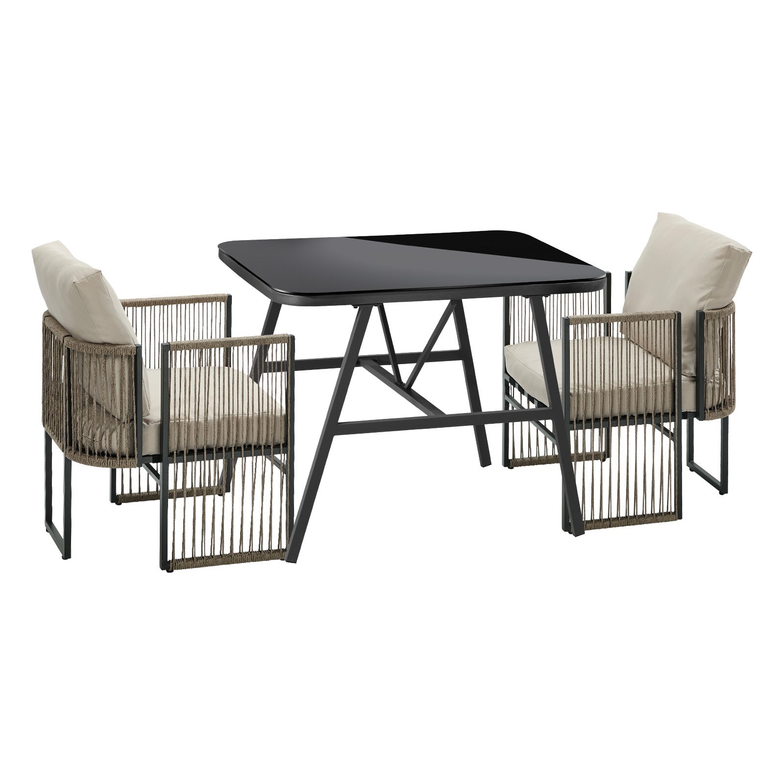 Livsip 5 Pieces Outdoor Patio Set Table Chair Setting Rope Bistro Furniture