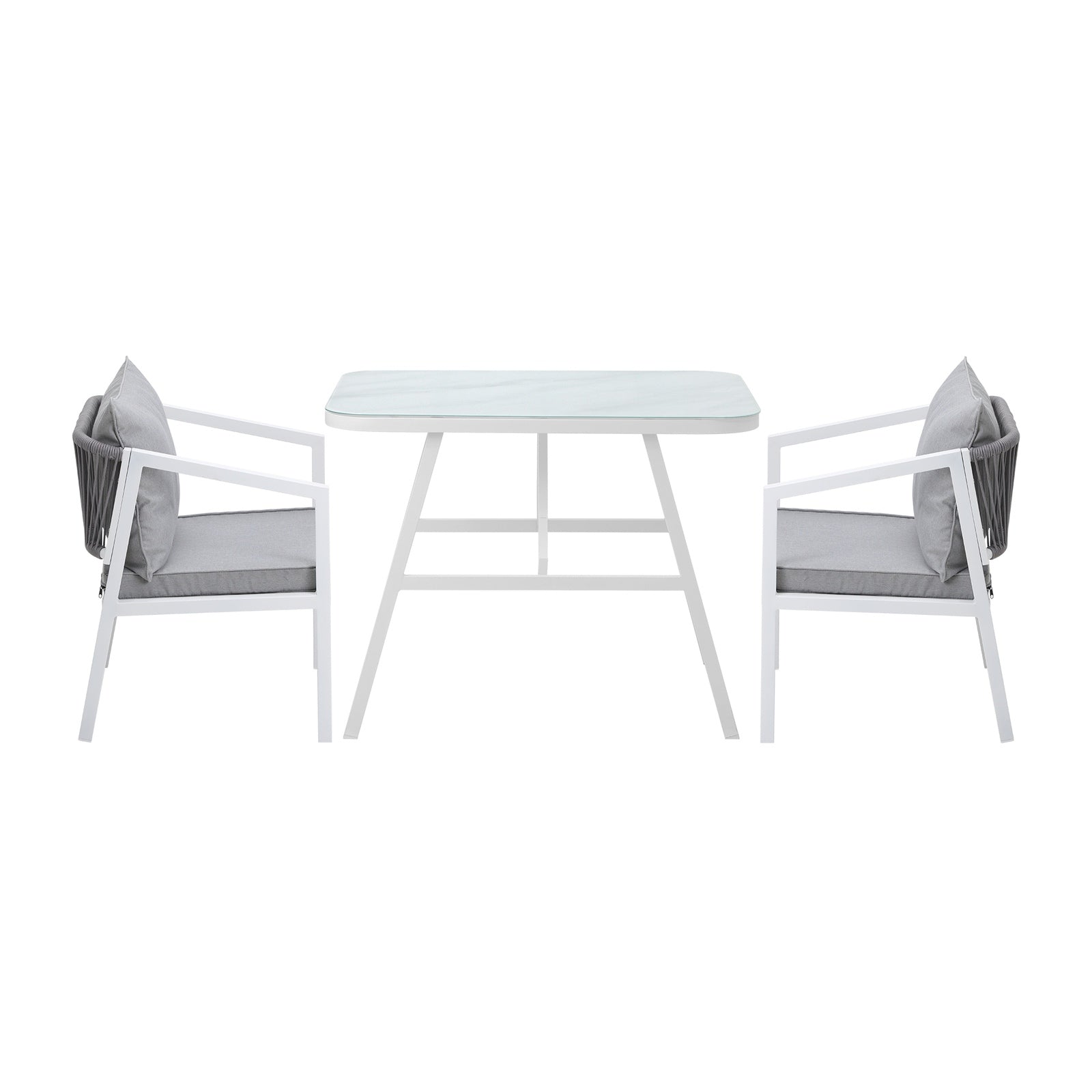Livsip Outdoor Dining Set Marble-style Table Garden Patio Furniture Setting 3PCS - Sunyee