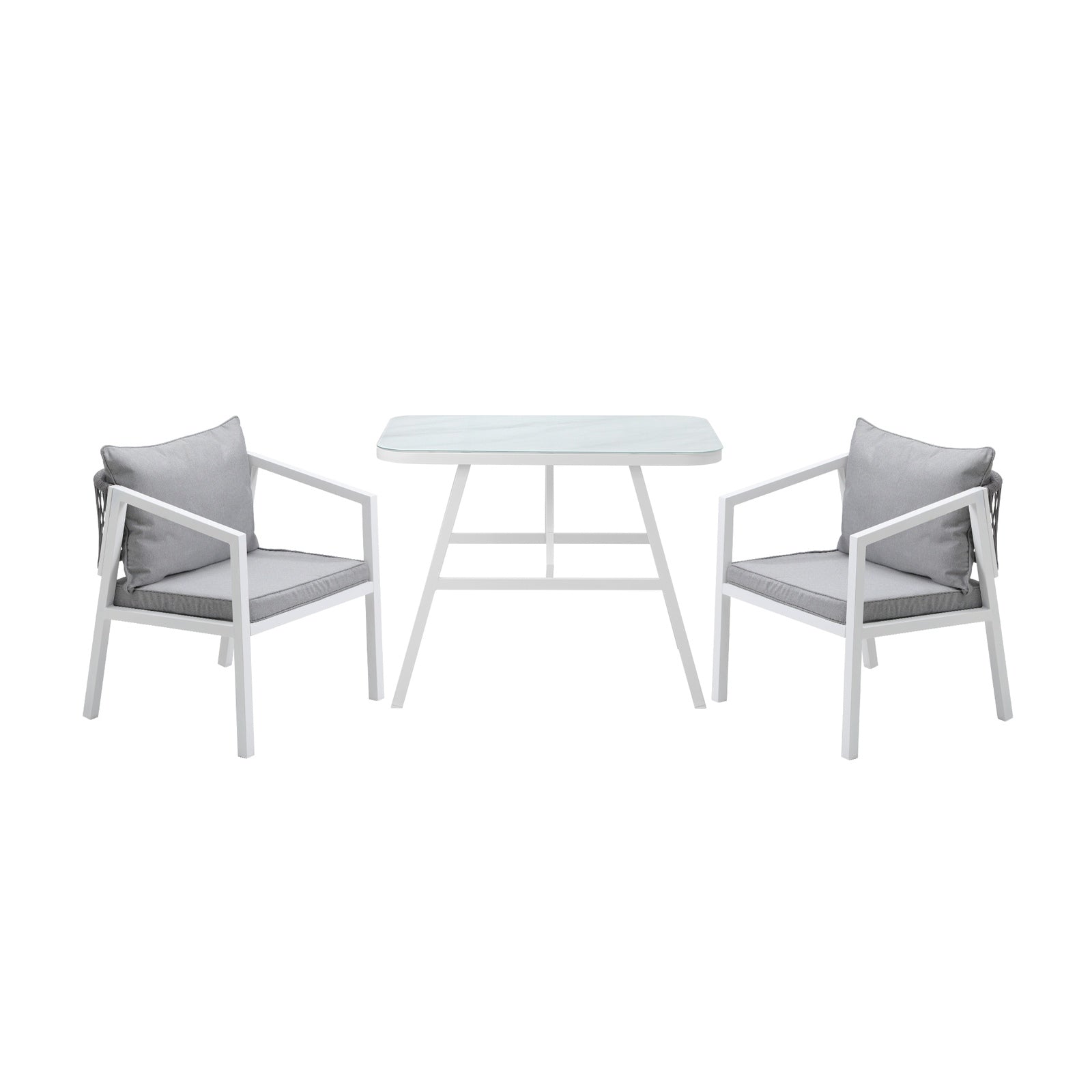 Livsip Outdoor Dining Set Marble-style Table Garden Patio Furniture Setting 3PCS - Sunyee