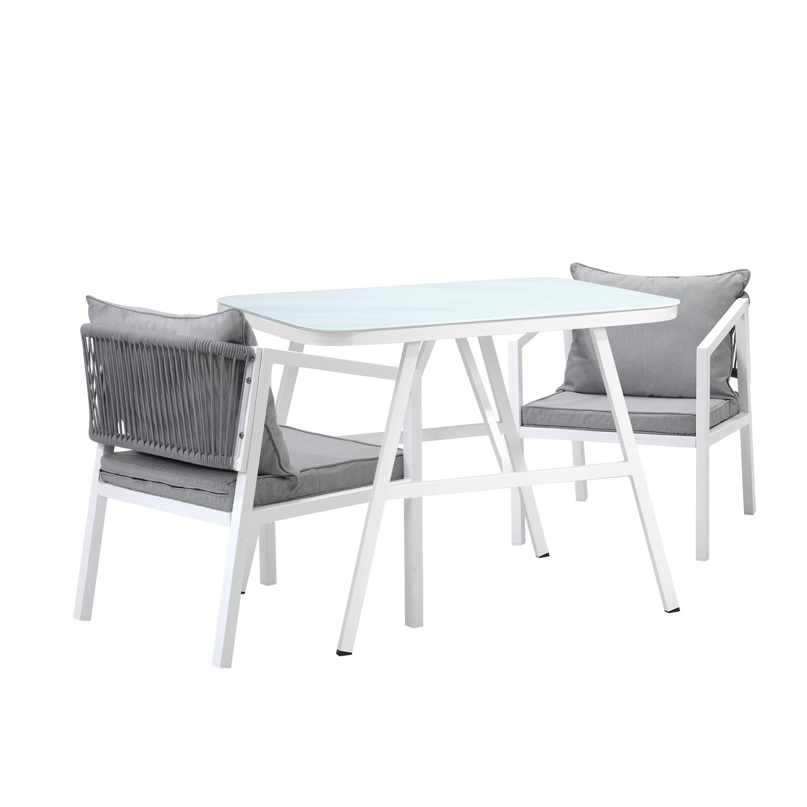 Livsip Outdoor Dining Set Marble-style Table Garden Patio Furniture Setting 3PCS - Sunyee