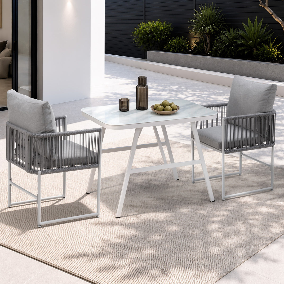 Livsip Outdoor Dining Setting Patio Furniture Table Chairs Set 3 Piece - Sunyee
