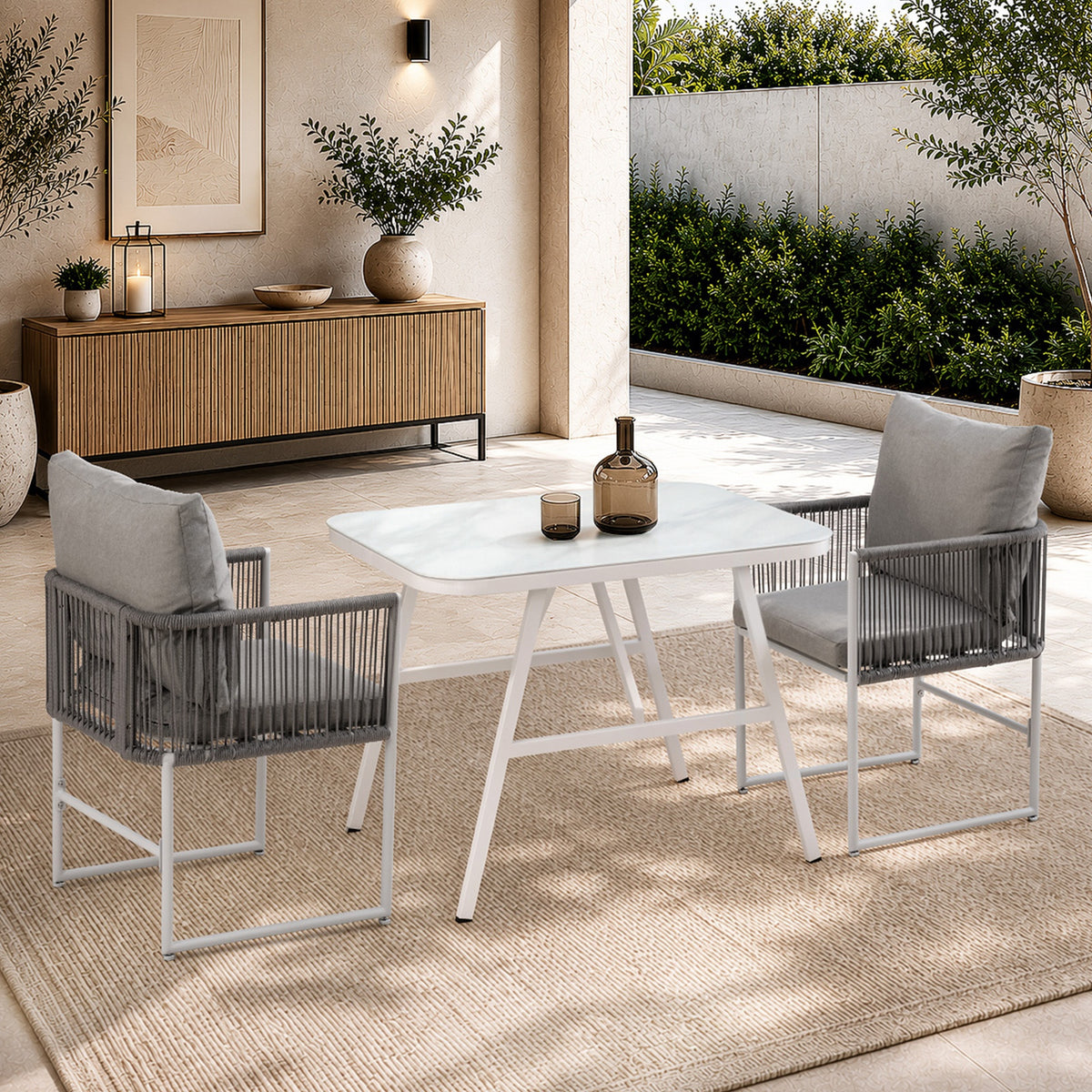 Livsip Outdoor Dining Setting Patio Furniture Table Chairs Set 3 Piece - Sunyee