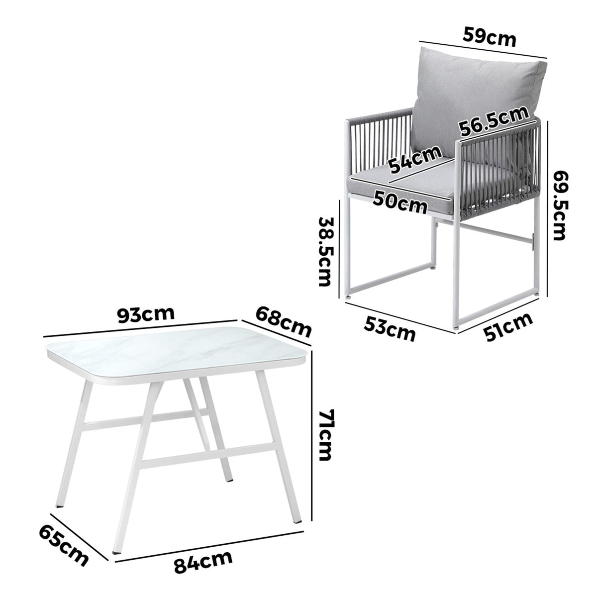 Livsip Outdoor Dining Setting Patio Furniture Table Chairs Set 3 Piece - Sunyee