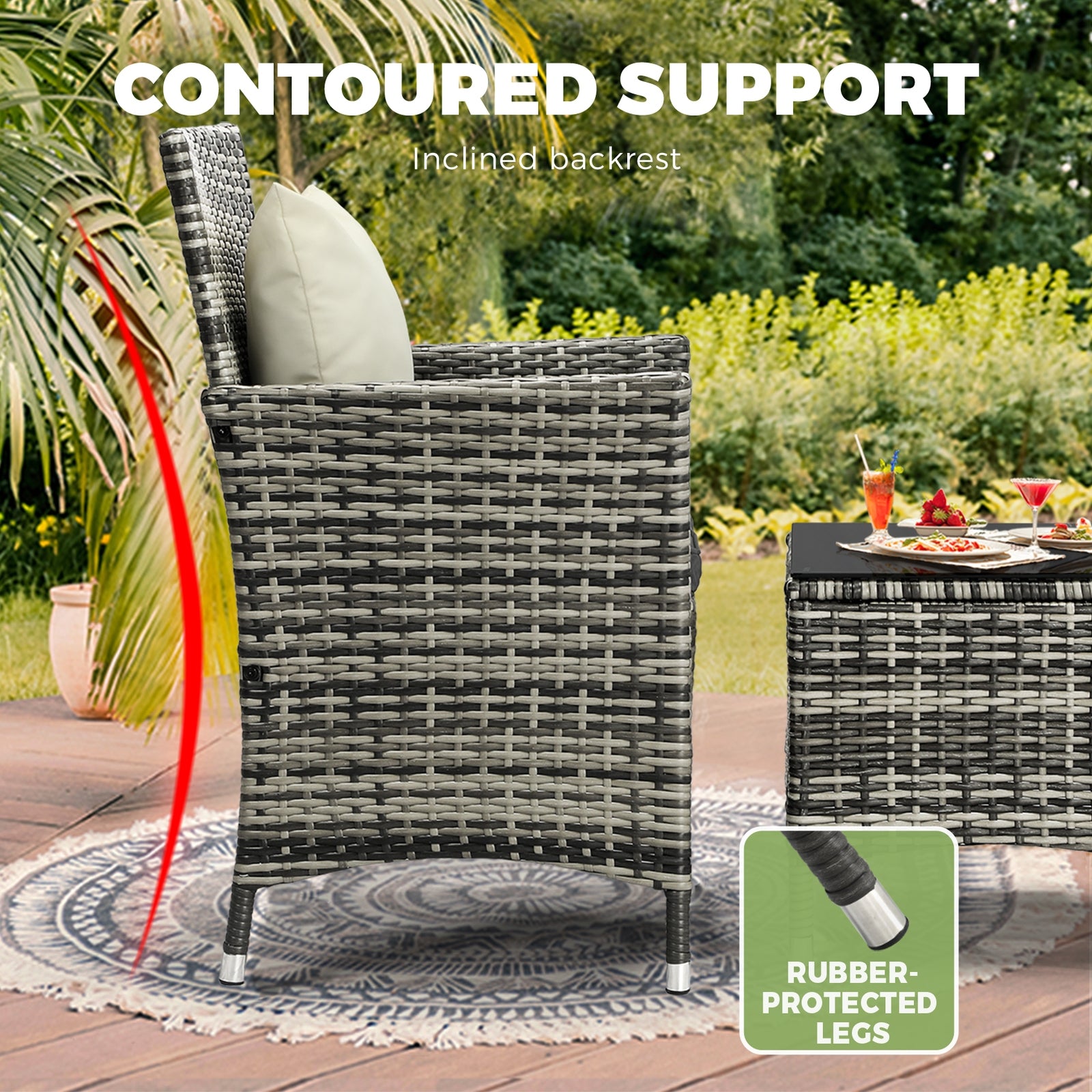 Livsip Outdoor Furniture Setting 3 Piece Wicker Bistro Set Patio Chairs Table - Sunyee
