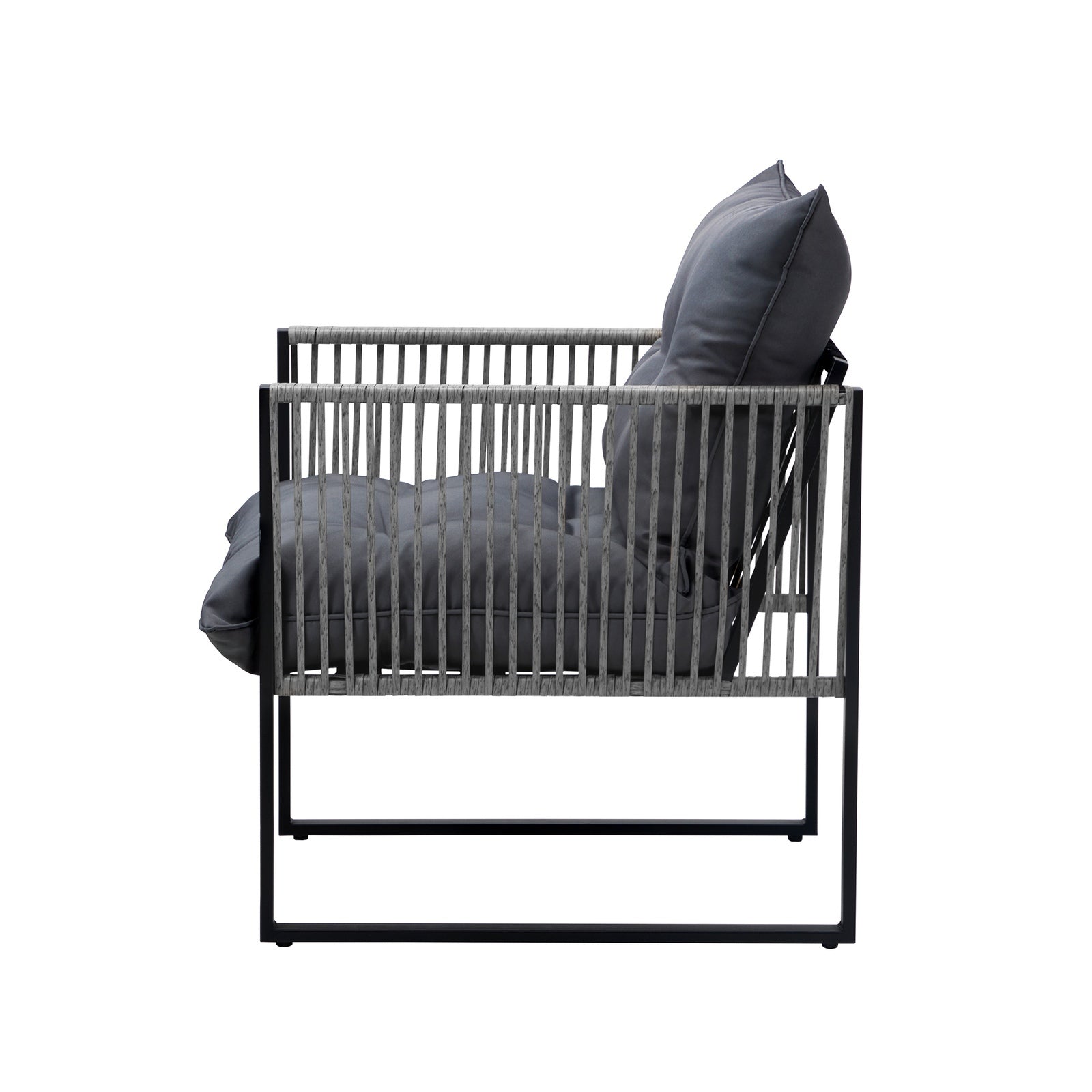 Livsip 2PCS Outdoor Furniture Patio Chairs Garden Lounge Sofa Set PE Wicker Grey - Sunyee