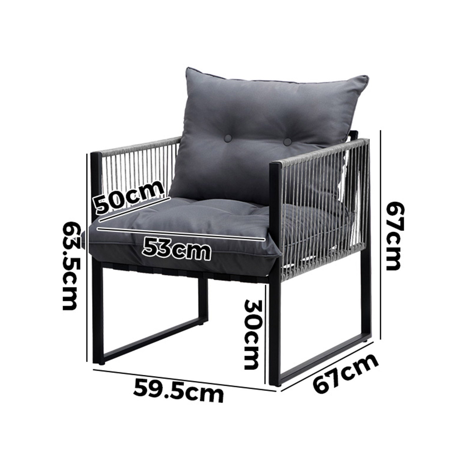 Livsip 2PCS Outdoor Furniture Patio Chairs Garden Lounge Sofa Set PE Wicker Grey - Sunyee