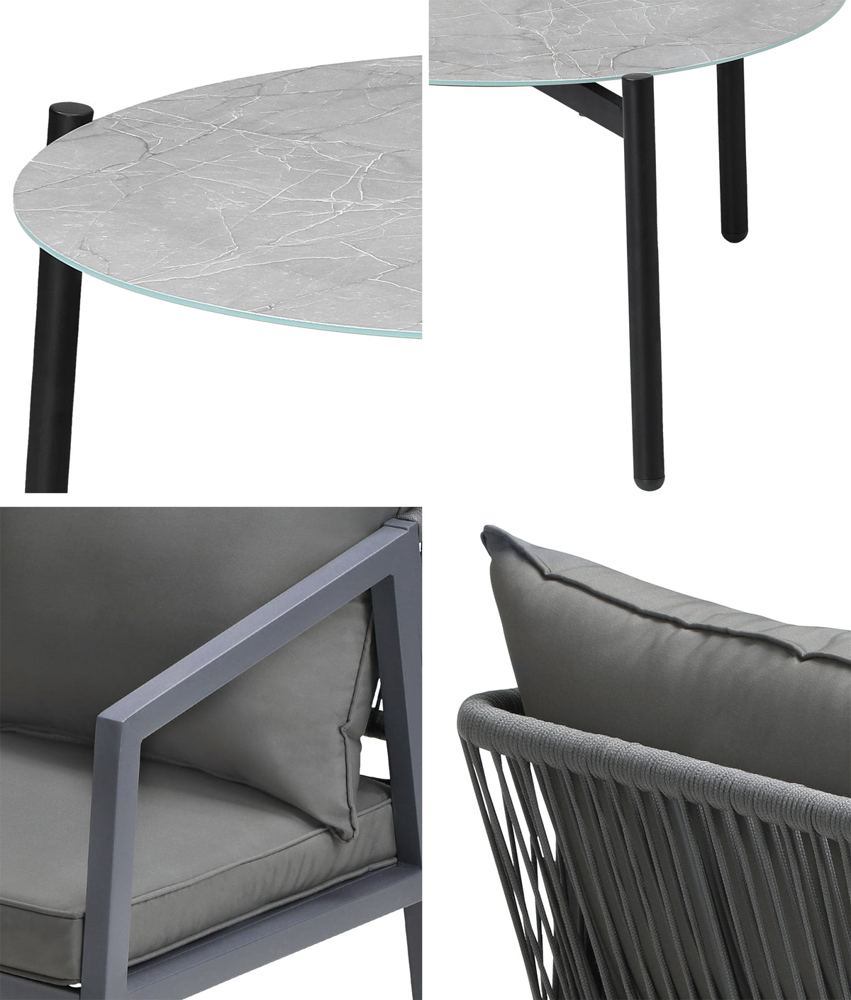 Livsip 5PCS Outdoor Patio Setting Furniture Lounge Set Grey 70cm Coffee Table - Sunyee