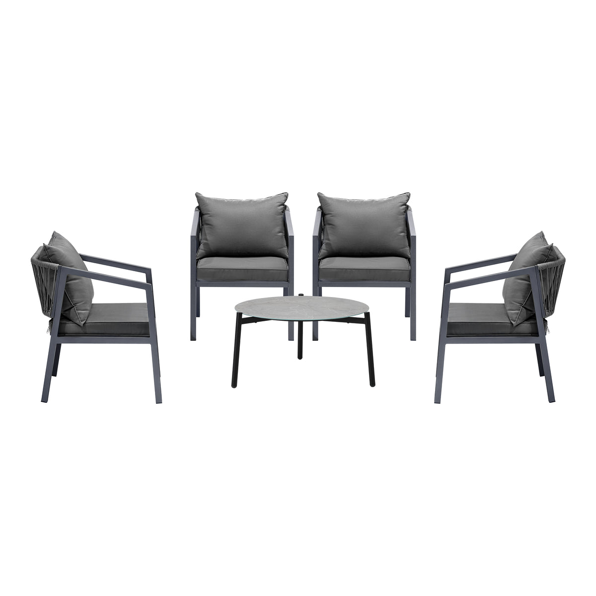 Livsip 5PCS Outdoor Patio Setting Furniture Lounge Set Grey 70cm Coffee Table - Sunyee