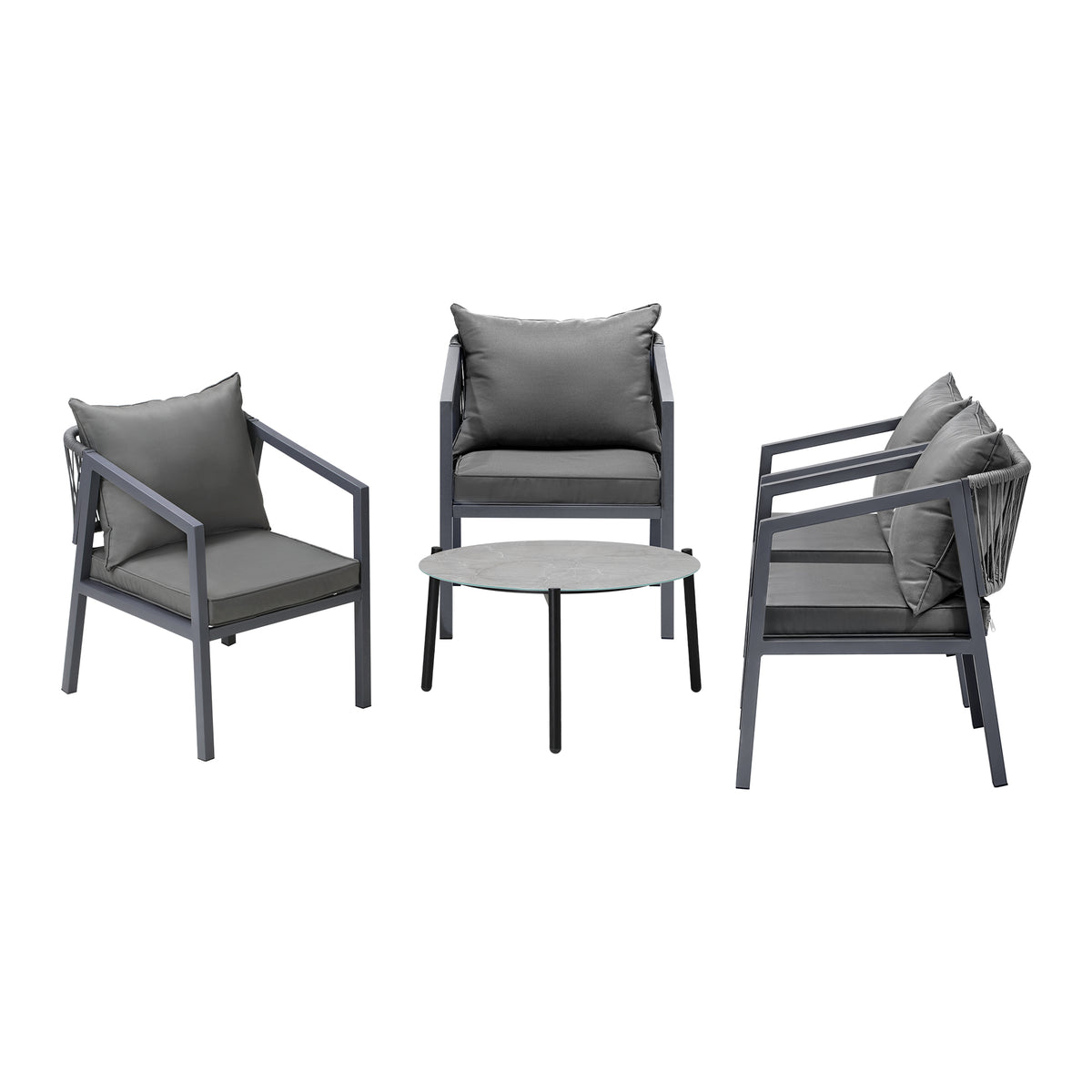 Livsip 5PCS Outdoor Patio Setting Furniture Lounge Set Grey 70cm Coffee Table - Sunyee