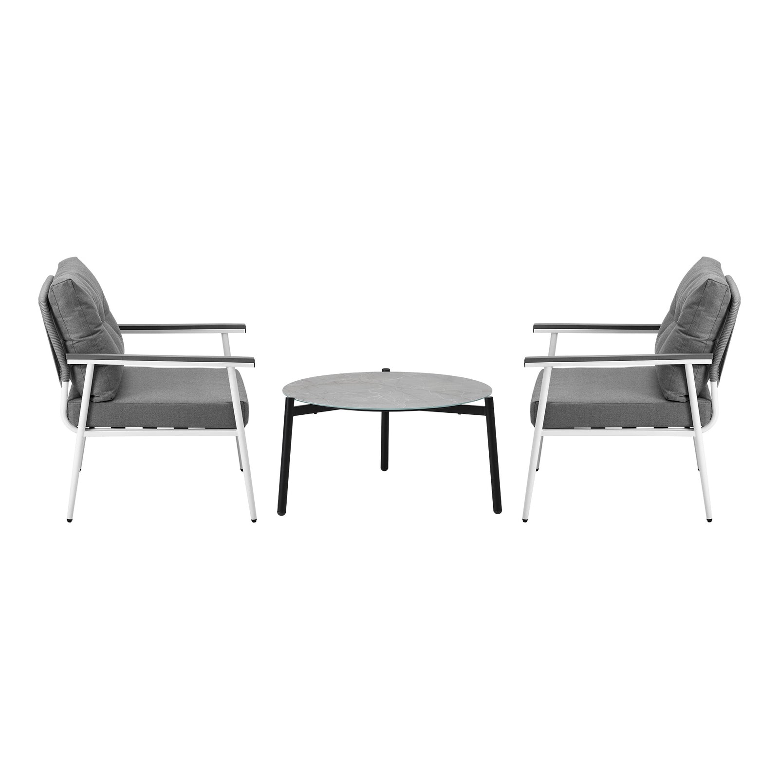 Livsip Outdoor Patio Setting 3PC Bistro Lounge Furniture Set 70cm Grey Table