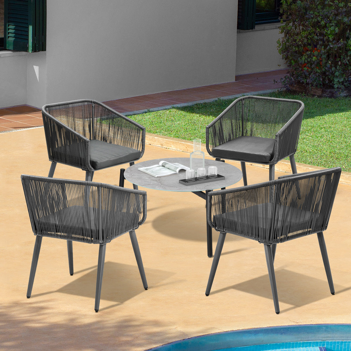 Livsip 5 Piece Outdoor Patio Set Lounge Furniture Setting - Sunyee